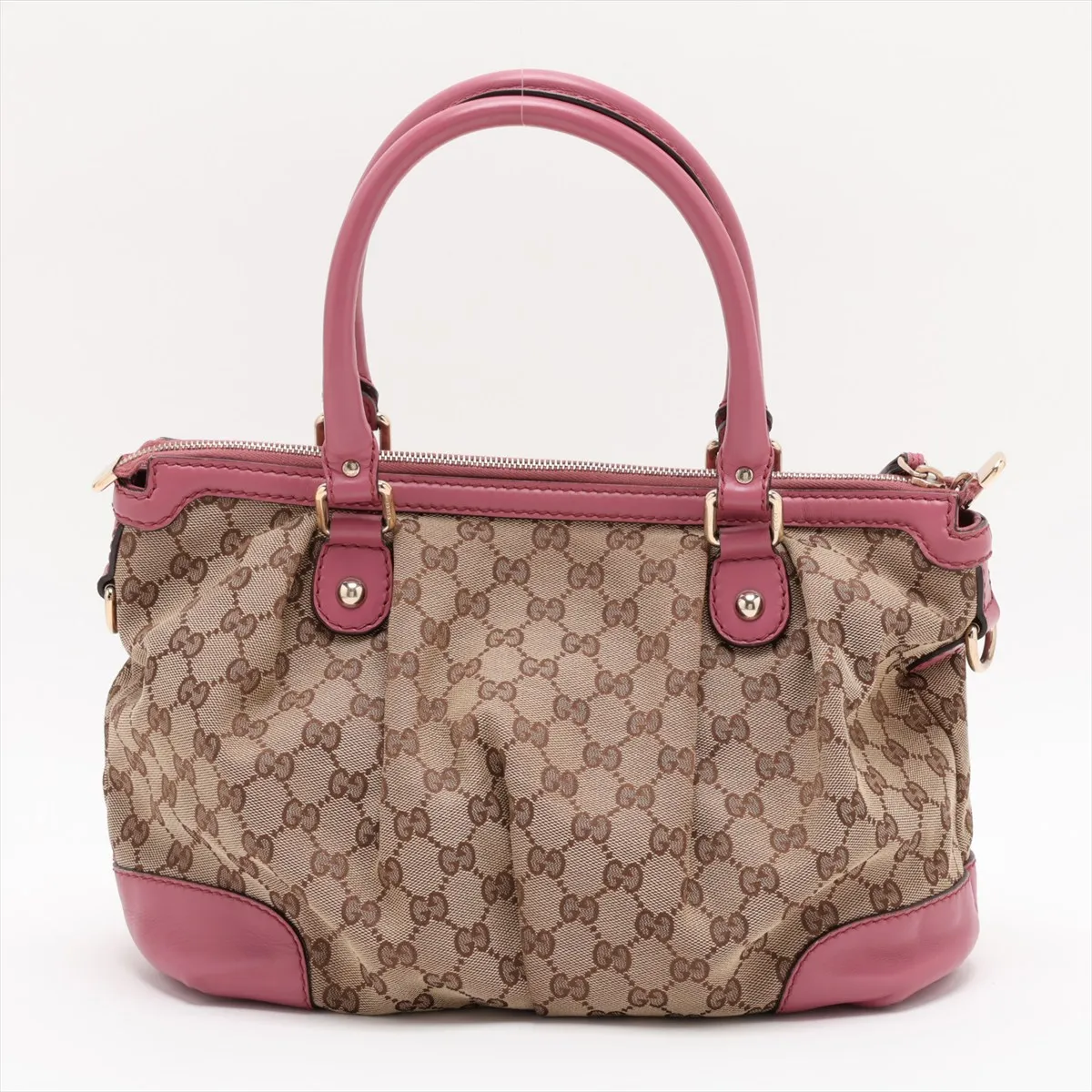 GG Canvas Sukey 247902 Canvas x Leather 2-Way Handbag Beige x Pink — view 2