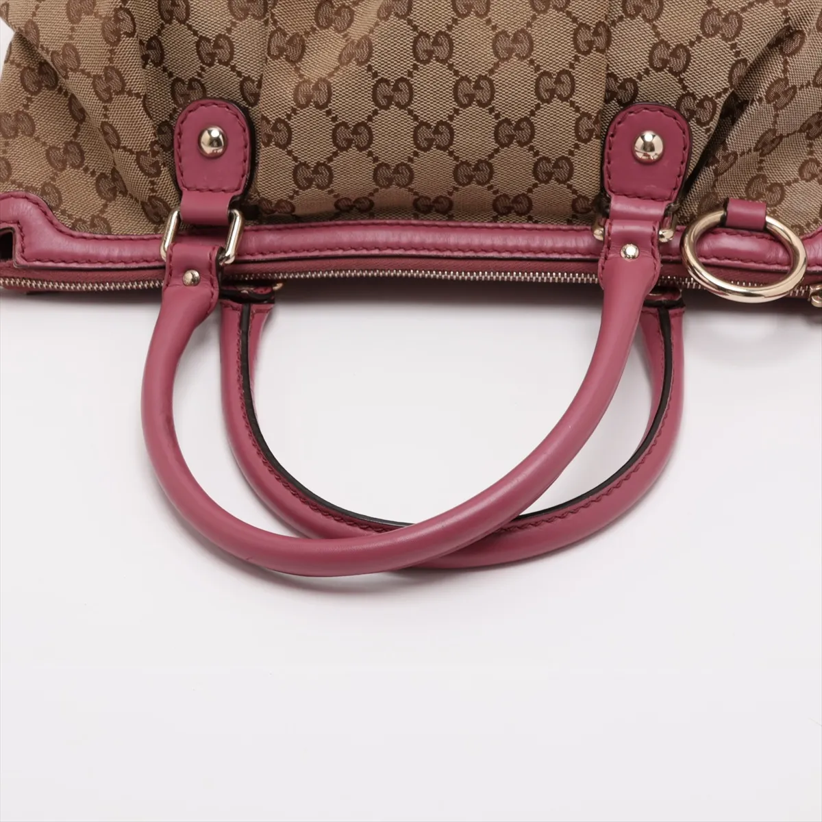 GG Canvas Sukey 247902 Canvas x Leather 2-Way Handbag Beige x Pink — view 5