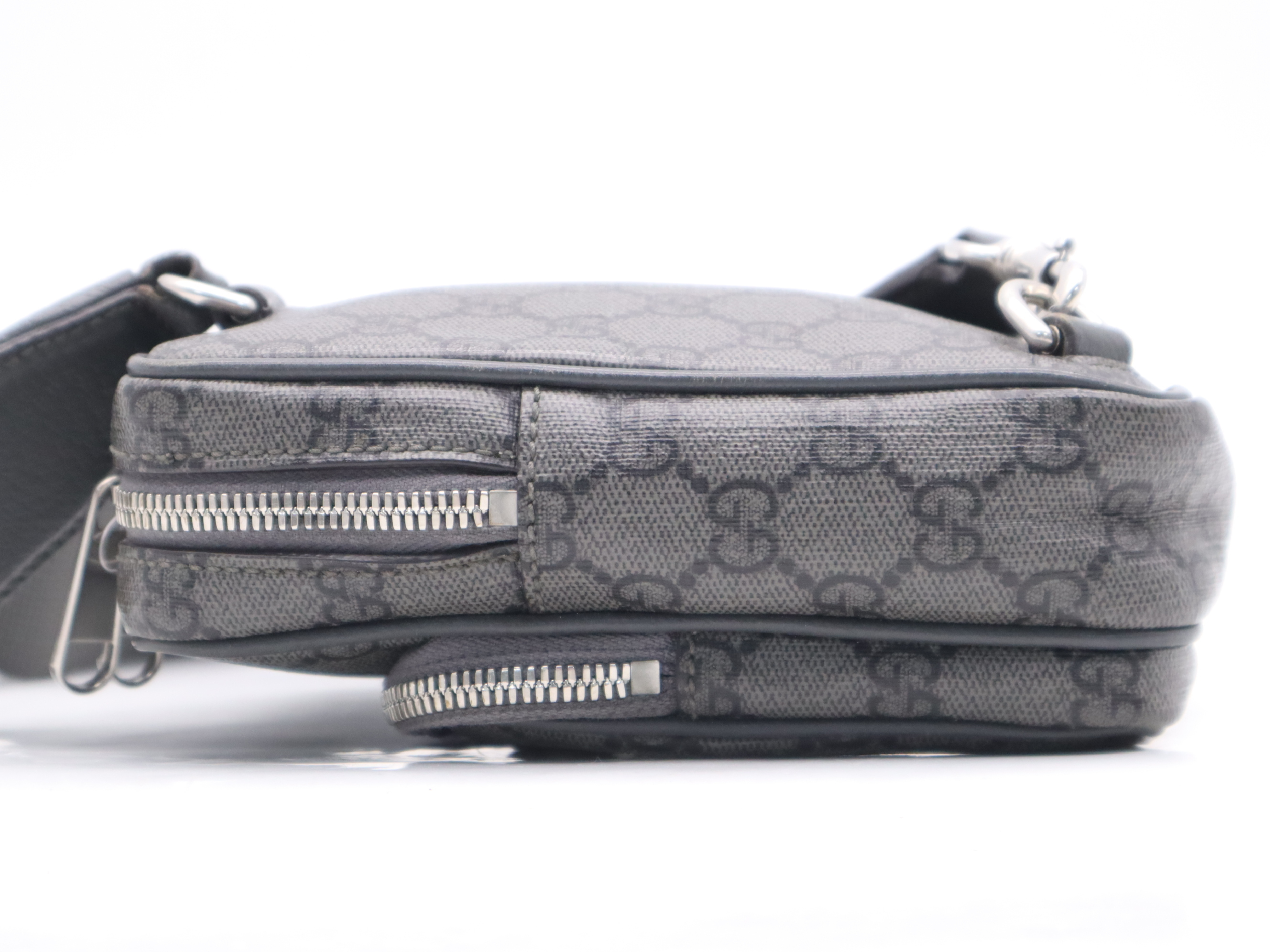 752565 Canvas x Leather Body Bag GG Supreme Grey Waist Bag — view 3