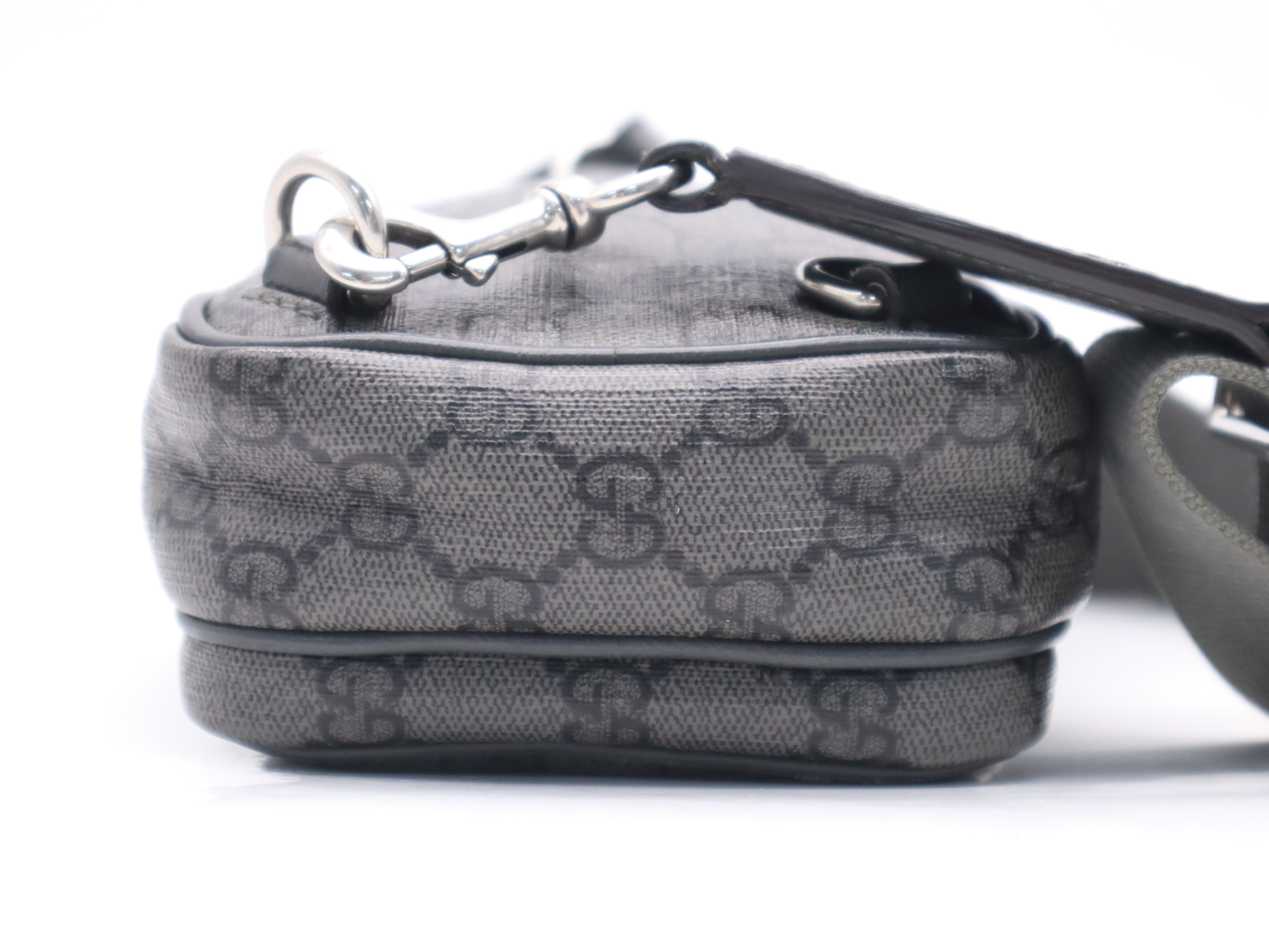 752565 Canvas x Leather Body Bag GG Supreme Grey Waist Bag — view 4