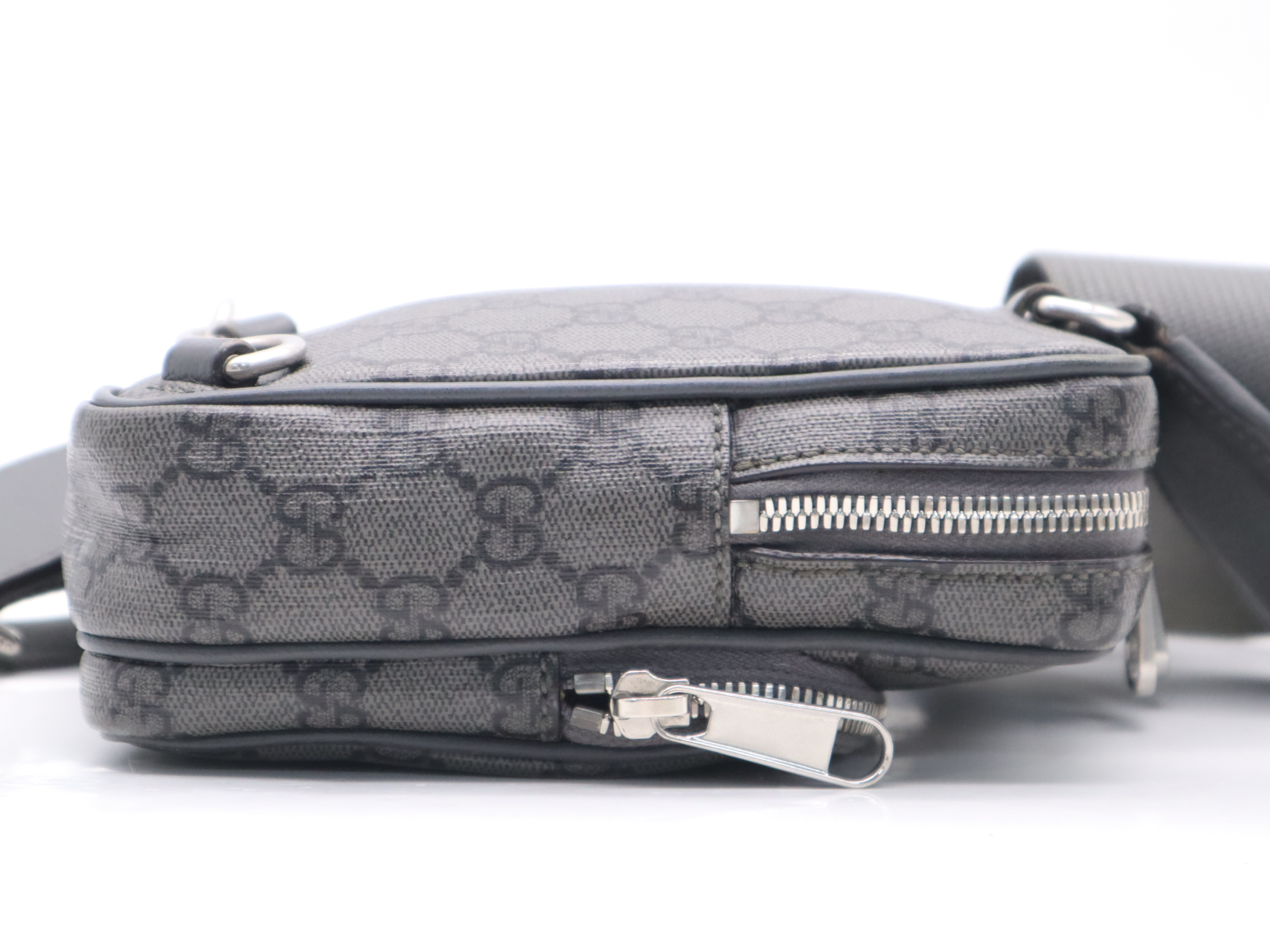 752565 Canvas x Leather Body Bag GG Supreme Grey Waist Bag — view 5