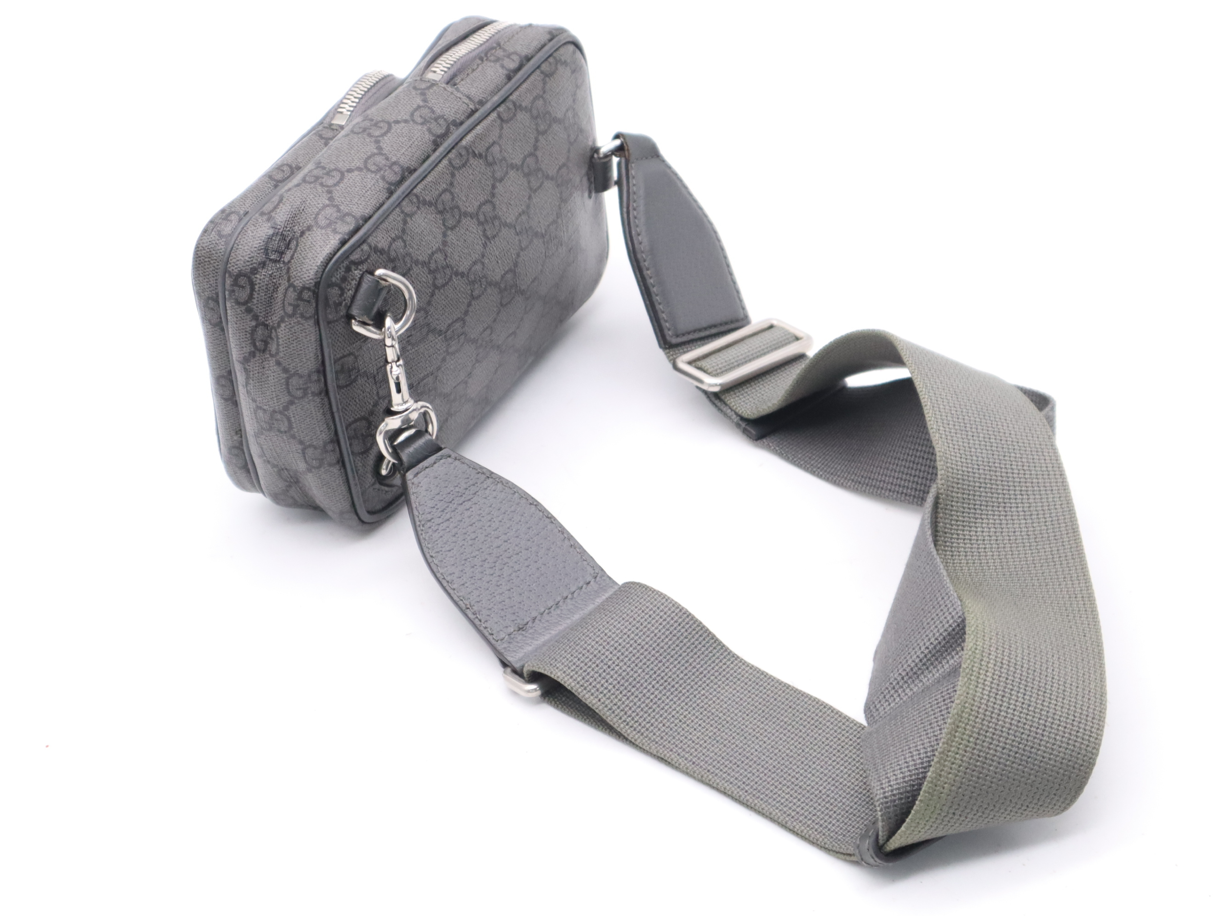 752565 Canvas x Leather Body Bag GG Supreme Grey Waist Bag — view 6