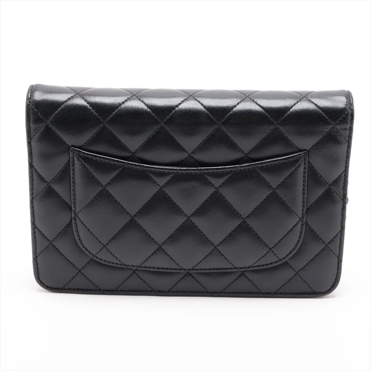 Matelassé Lambskin Chain Wallet, Black with Silver Hardware, 25050343, Serial Number 25 — view 2