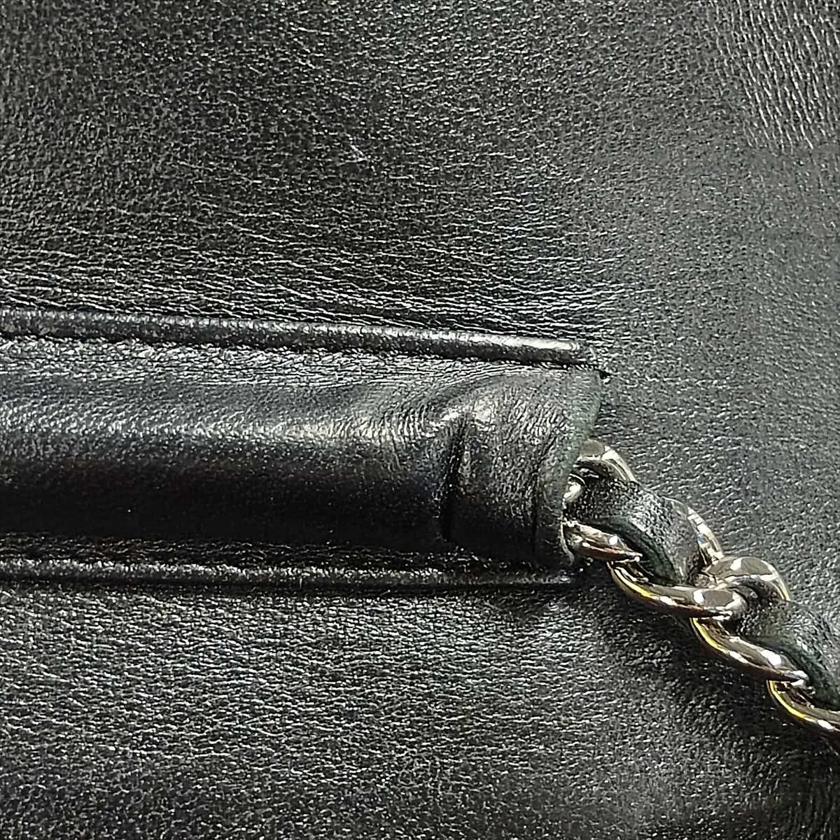 Matelassé Lambskin Chain Wallet, Black with Silver Hardware, 25050343, Serial Number 25 — view 13