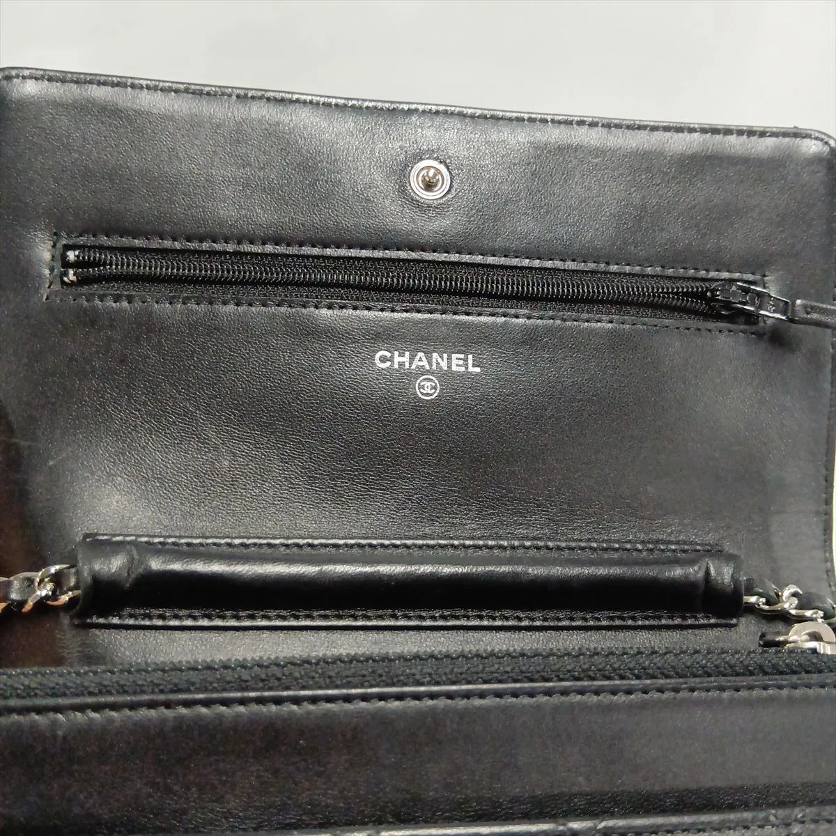 Matelassé Lambskin Chain Wallet, Black with Silver Hardware, 25050343, Serial Number 25 — view 14