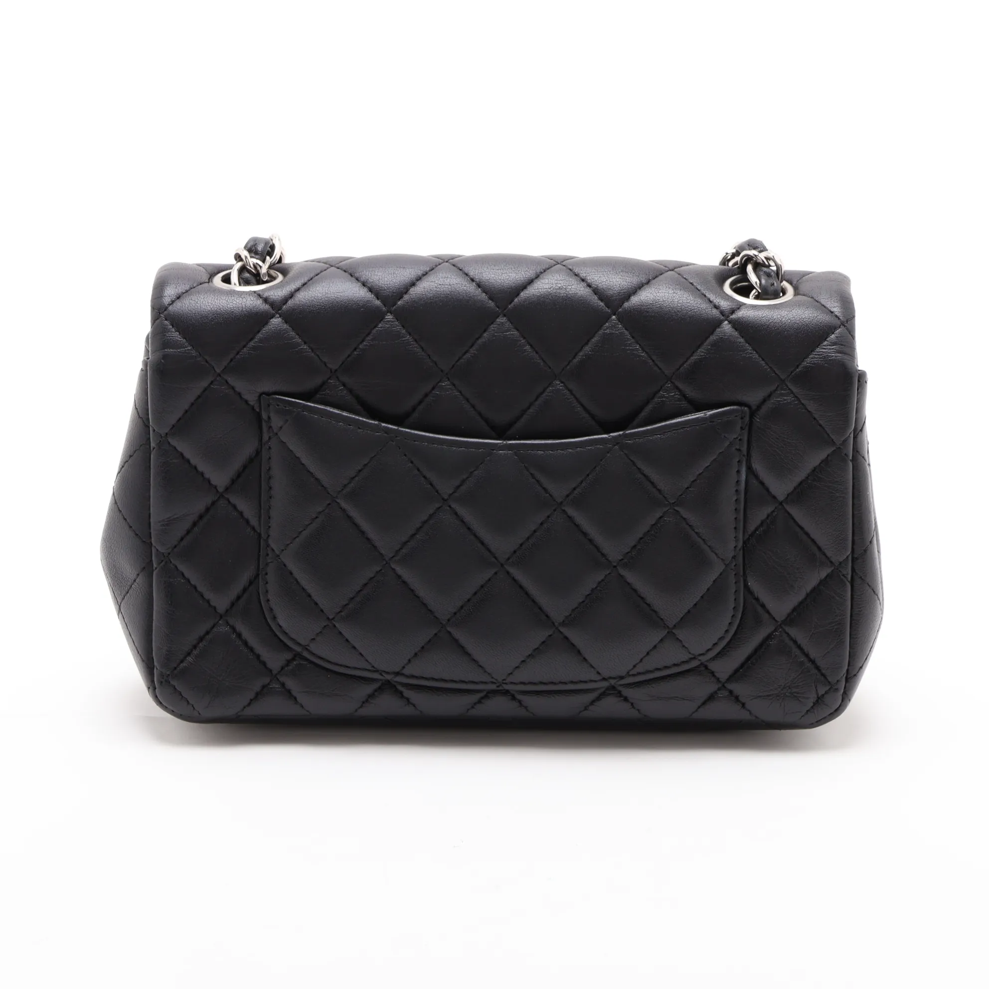 [Individually packaged] Chanel Mini Matelassé 20 Lambskin Single Flap Single Chain Bag, Black with Silver Hardware, 29255062, Serial Number 29, A69900 — view 2