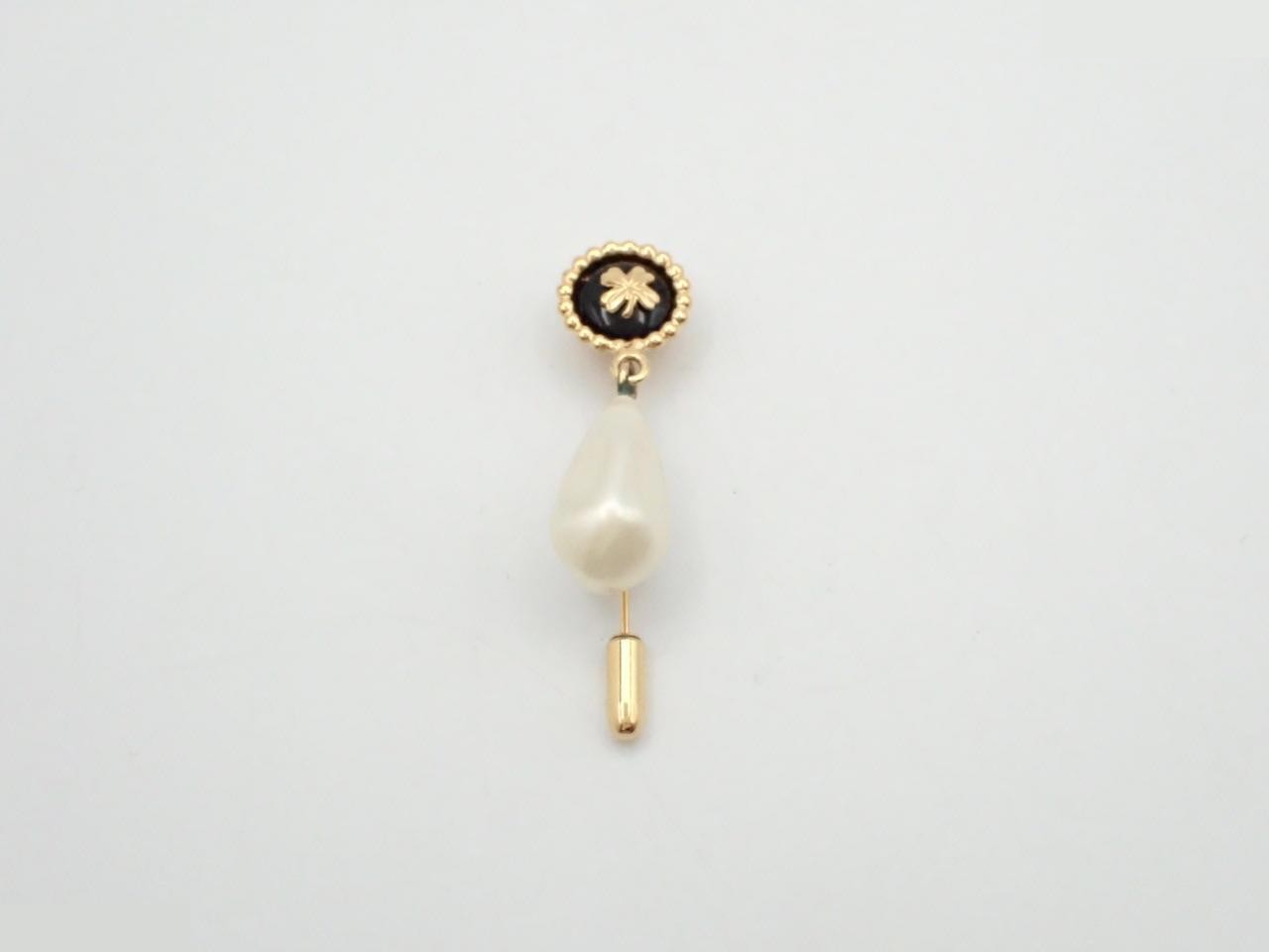 Other Line Precious Metal Clover Pearl Gold Brooch