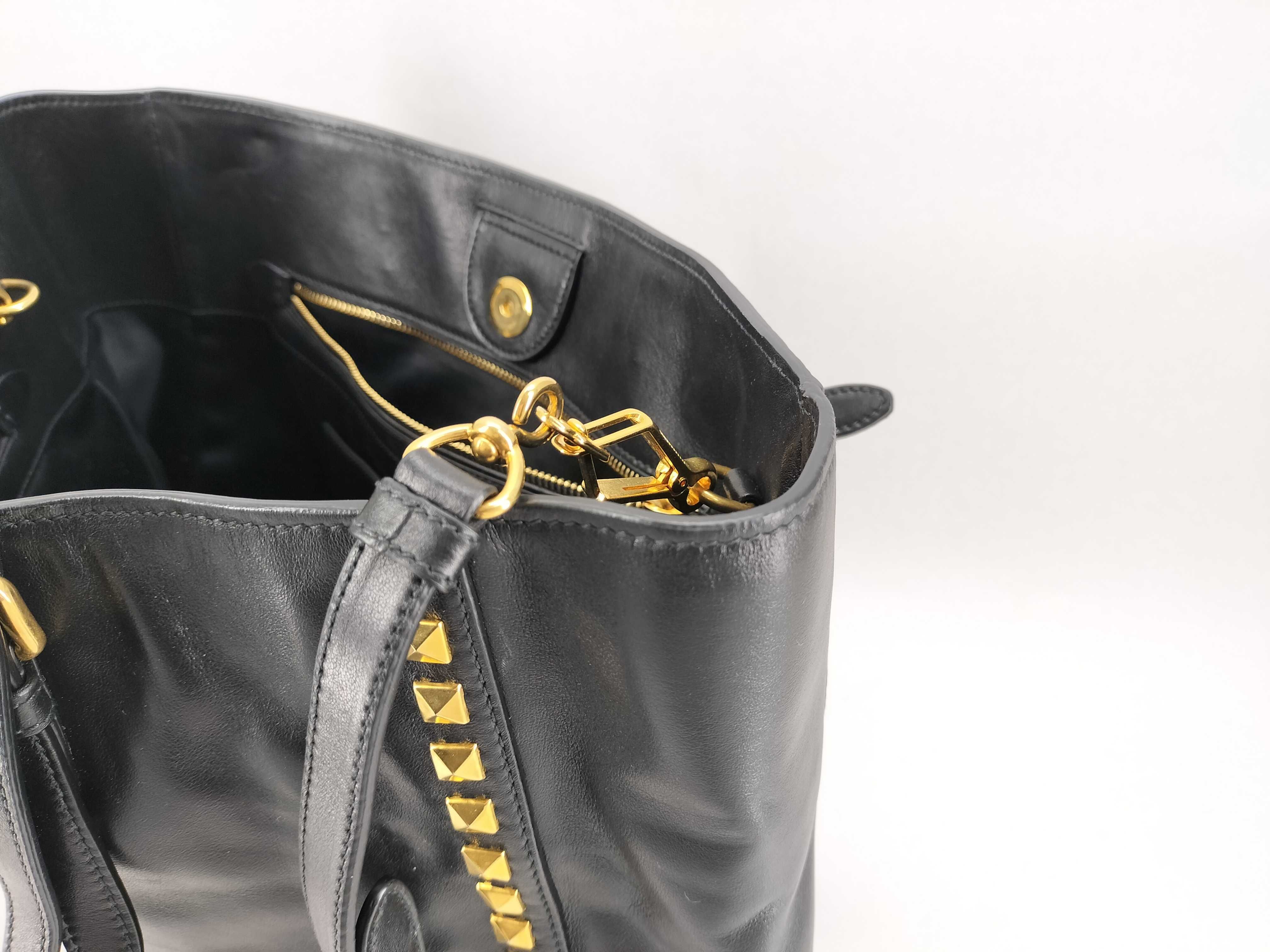 Leather Black Shoulder Tote Studded Tote Bag — view 13