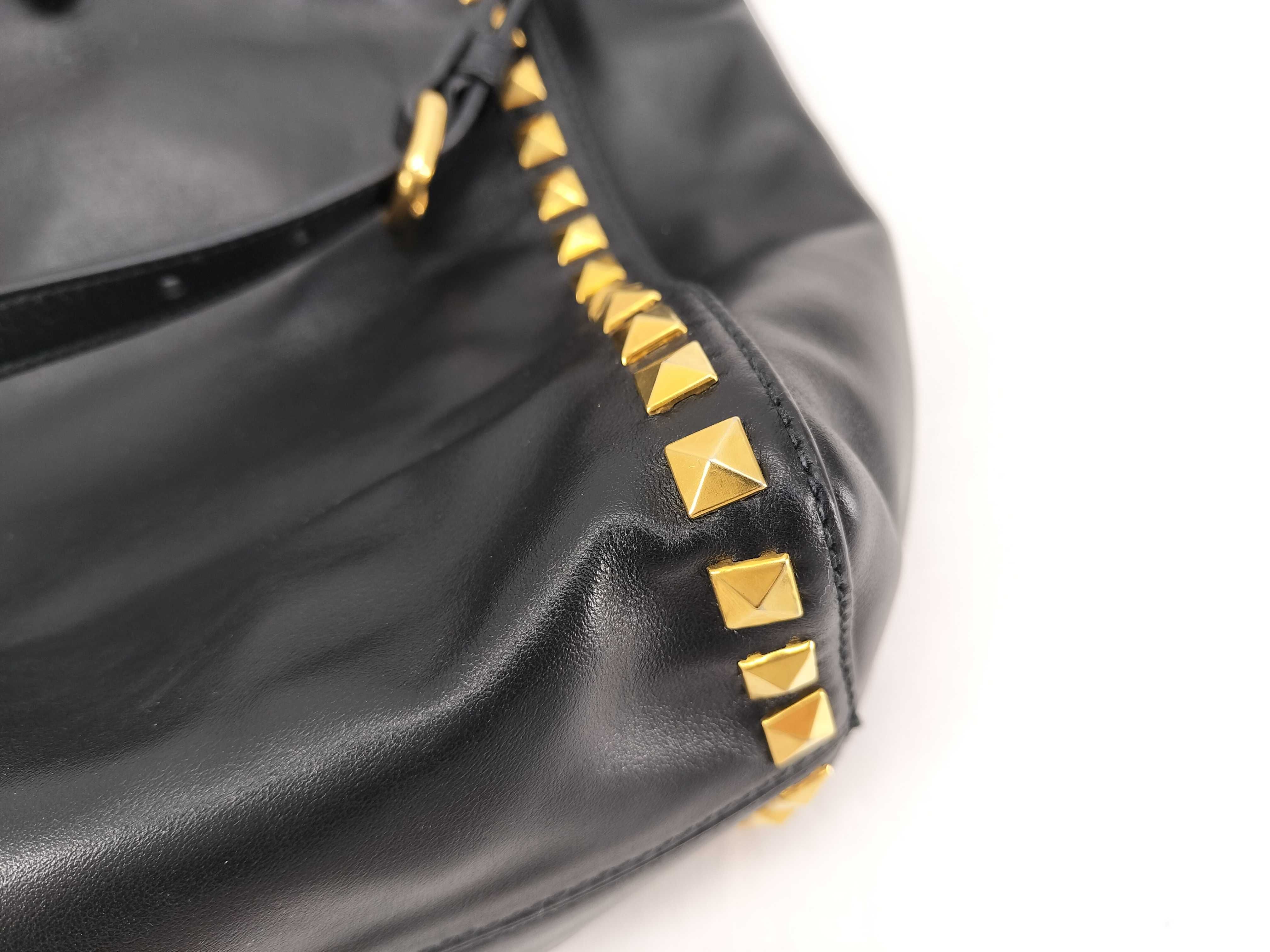 Leather Black Shoulder Tote Studded Tote Bag — view 14