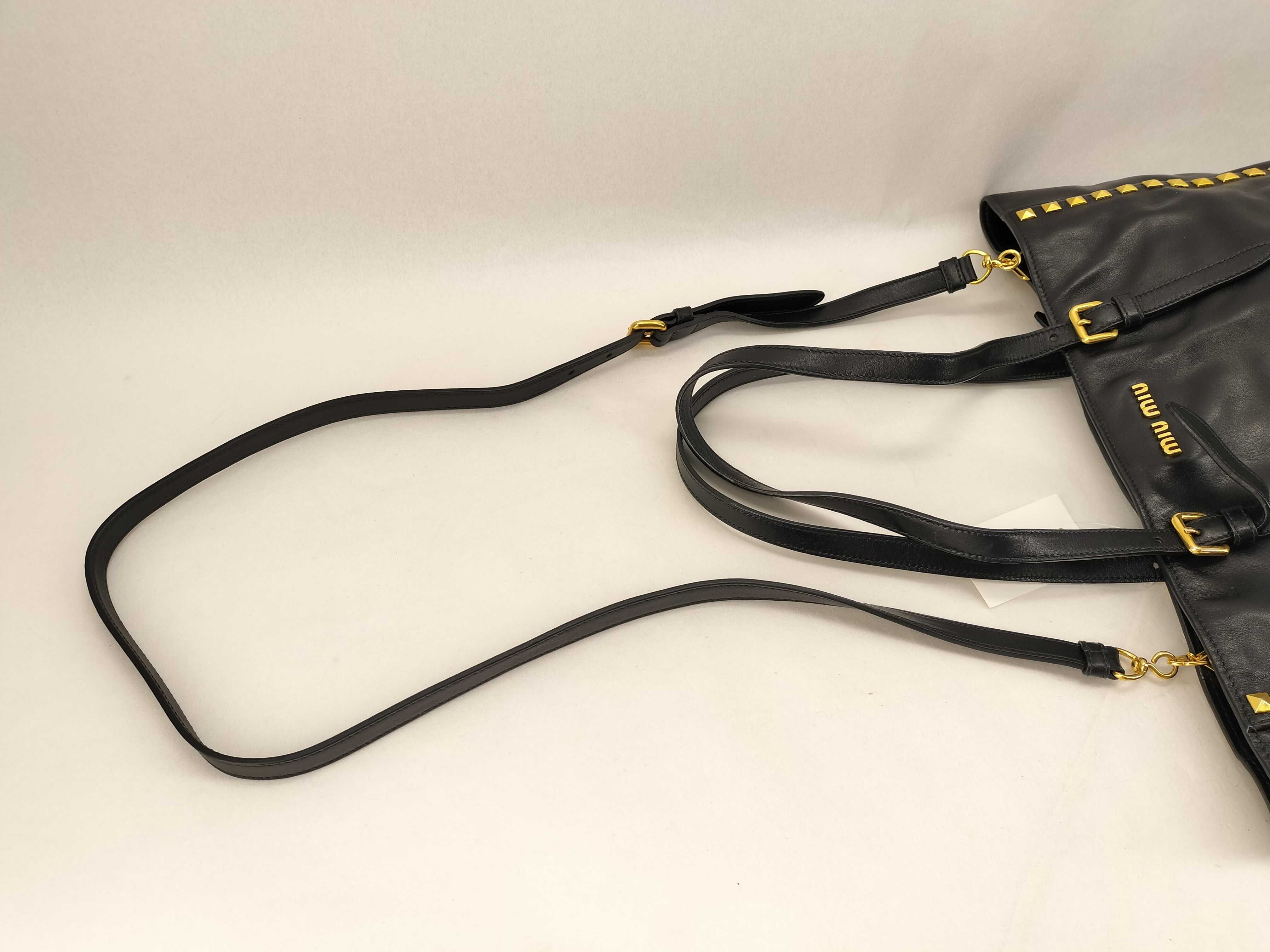 Leather Black Shoulder Tote Studded Tote Bag — view 3