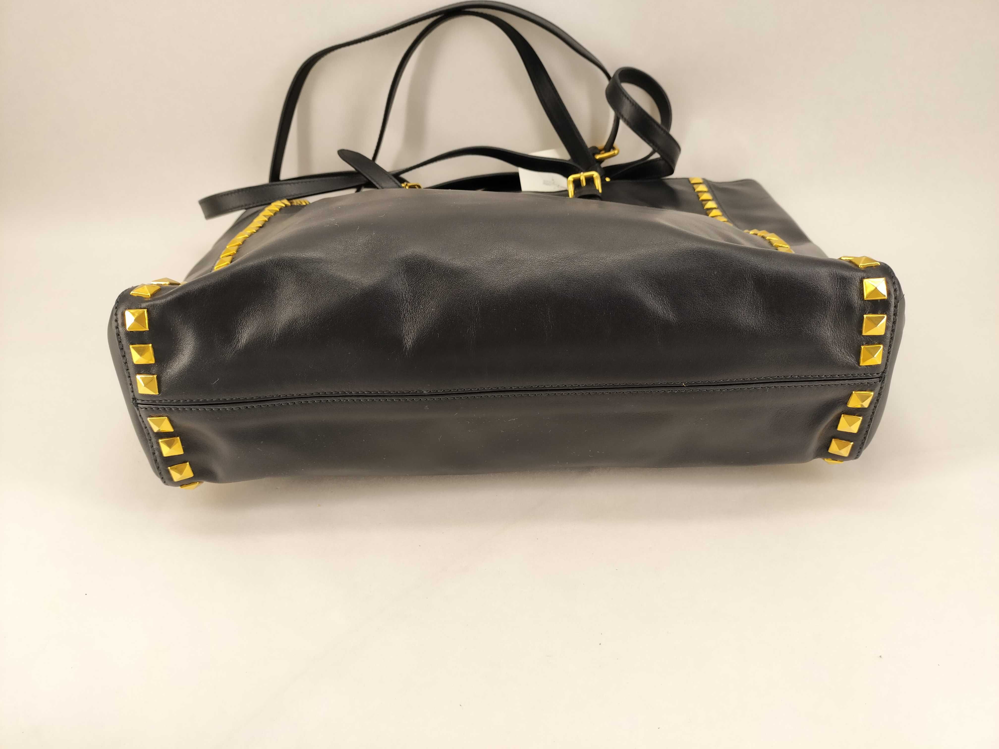Leather Black Shoulder Tote Studded Tote Bag — view 8