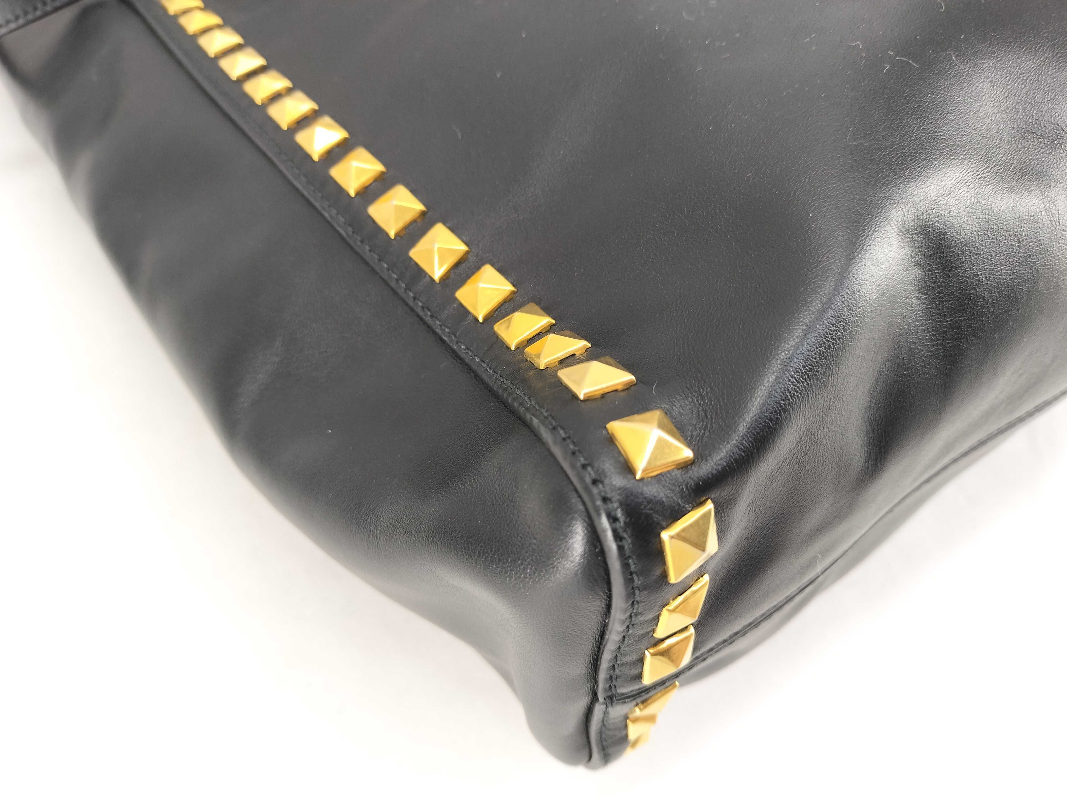 Leather Black Shoulder Tote Studded Tote Bag — view 9