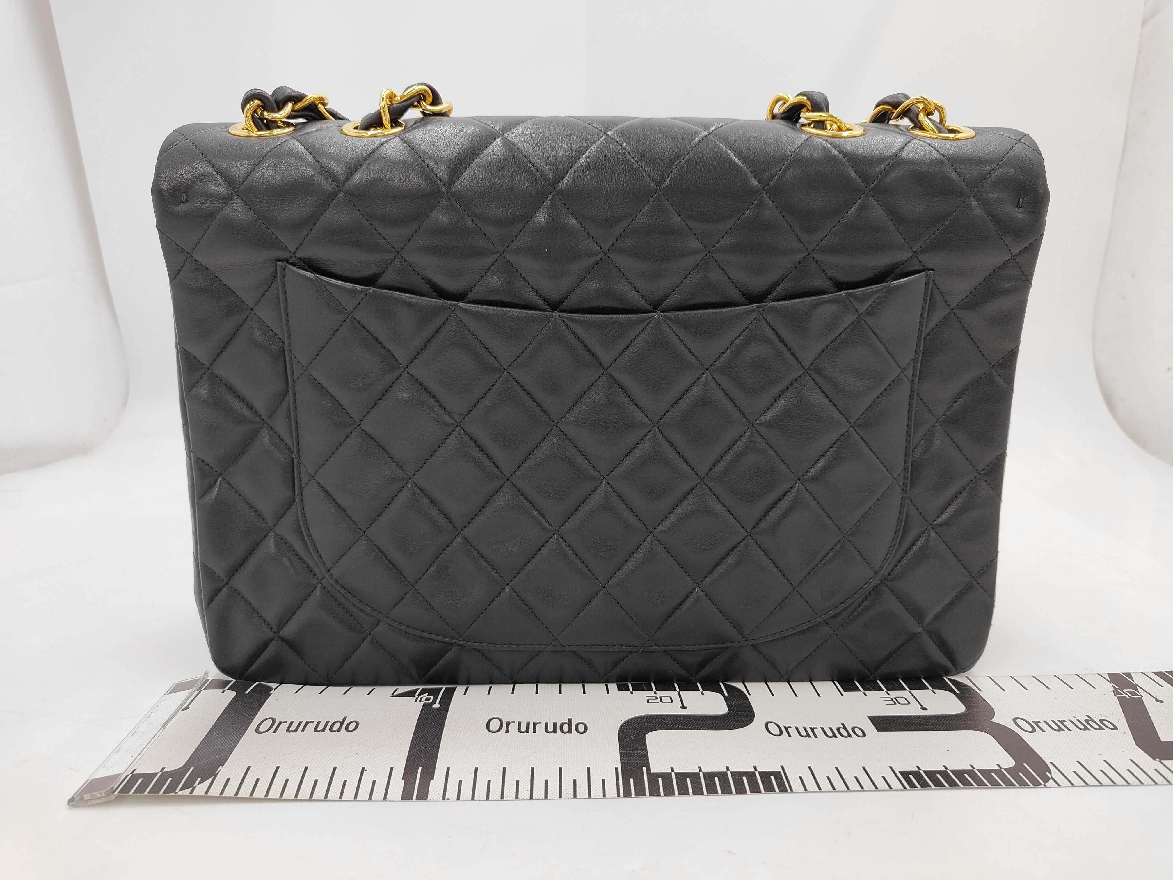 Large Matelassé 34 Maxi Lambskin Single Flap Double Chain Bag, Black with Gold Hardware, 3677255 A01094 Shoulder Bag — view 2