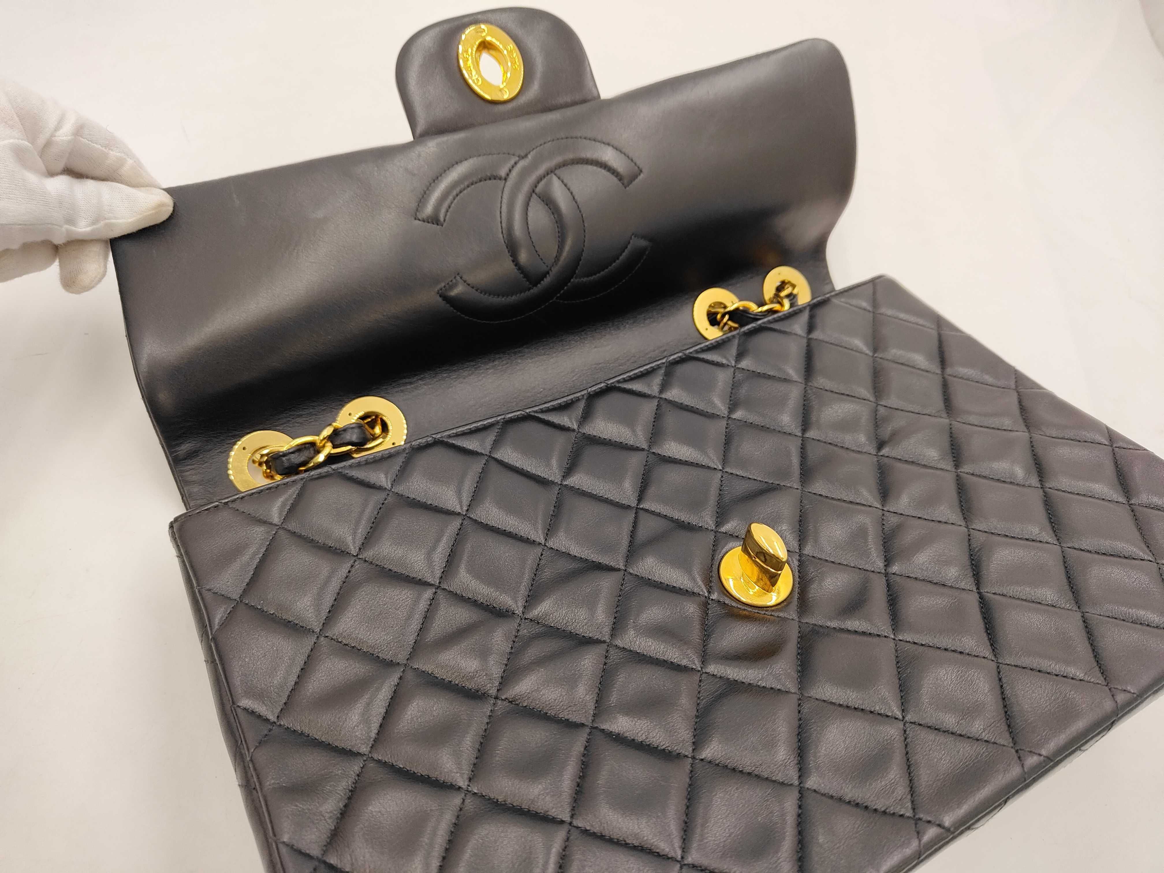 Large Matelassé 34 Maxi Lambskin Single Flap Double Chain Bag, Black with Gold Hardware, 3677255 A01094 Shoulder Bag — view 7