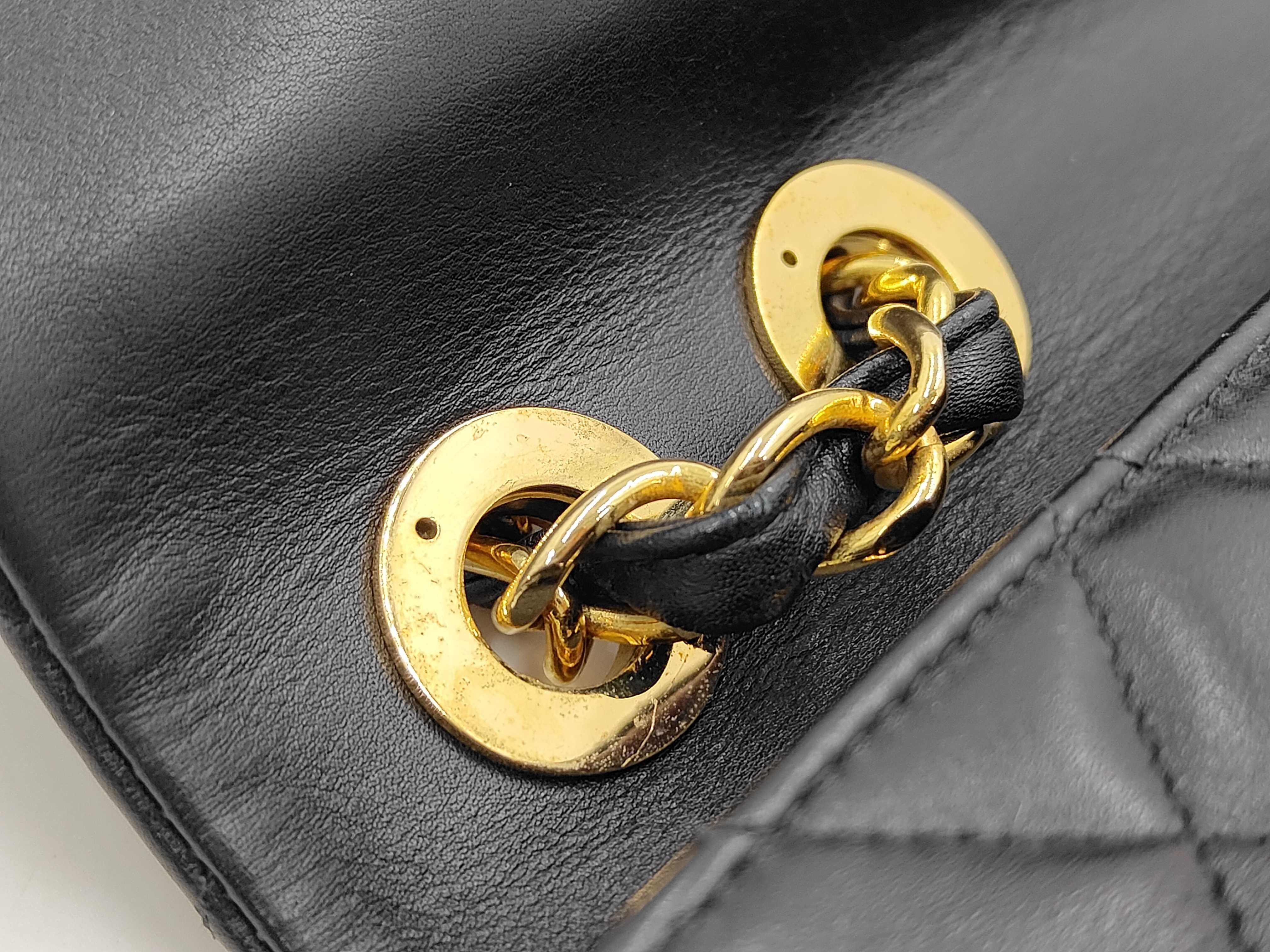 Large Matelassé 34 Maxi Lambskin Single Flap Double Chain Bag, Black with Gold Hardware, 3677255 A01094 Shoulder Bag — view 8