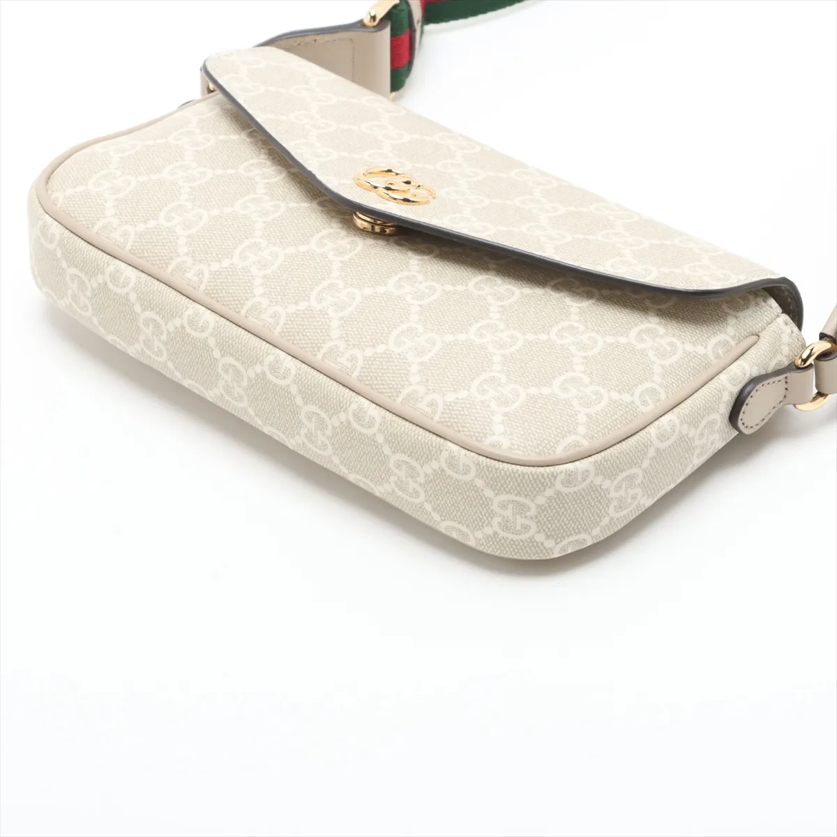 GG Supreme PVC x Leather Shoulder Bag, Beige, 764961 — view 3
