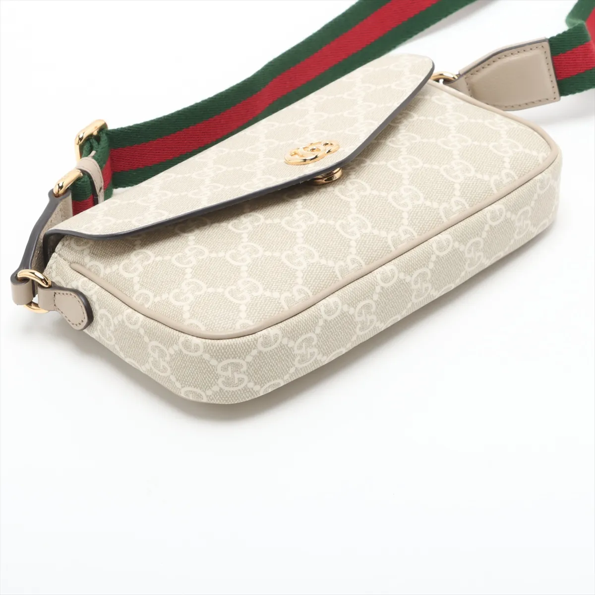 GG Supreme PVC x Leather Shoulder Bag, Beige, 764961 — view 4