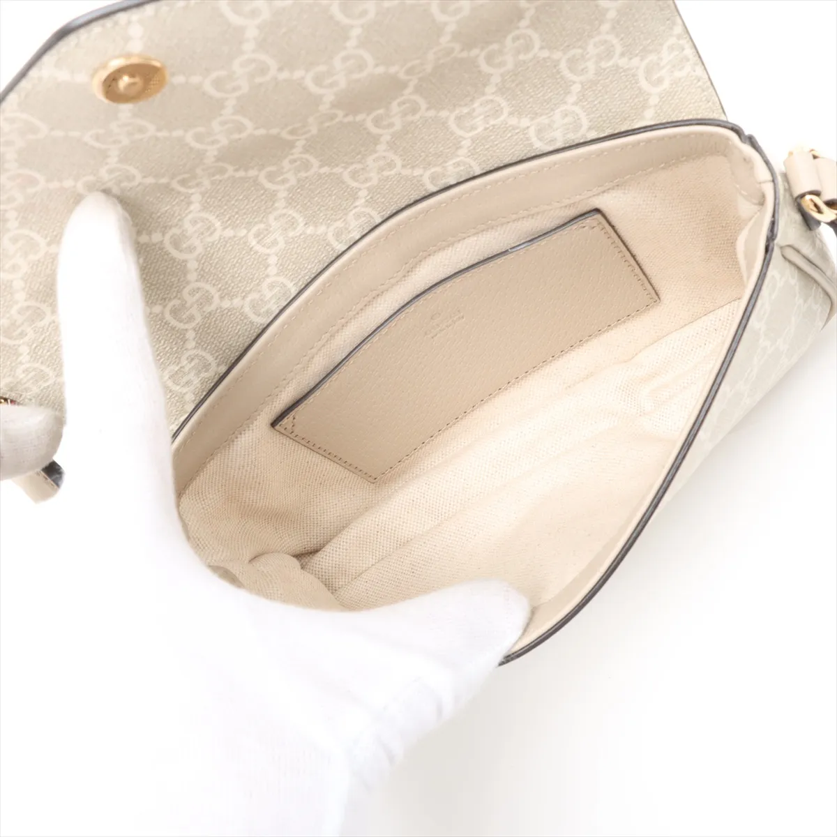 GG Supreme PVC x Leather Shoulder Bag, Beige, 764961 — view 6