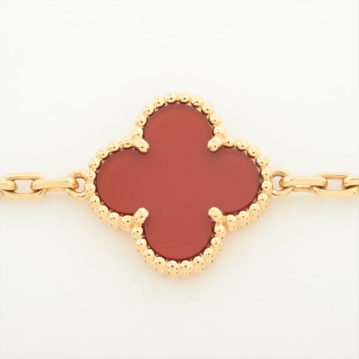 Vintage Alhambra 5-Piece Carnelian Bracelet, 750 (Yellow Gold), 11.7g, JA004620. Some markings are — view 2