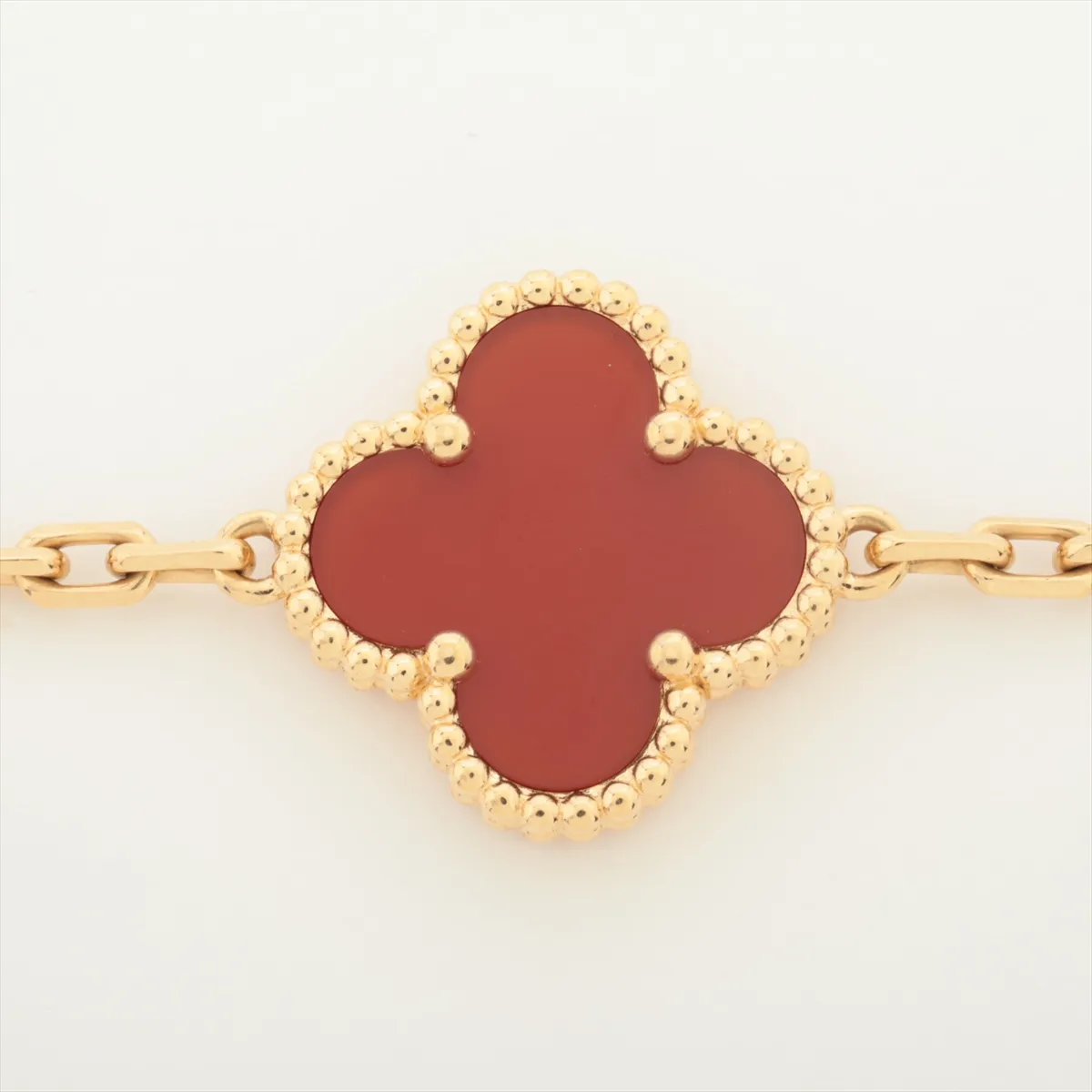 Vintage Alhambra 5-Piece Carnelian Bracelet, 750 (Yellow Gold), 11.7g, JA004620. Some markings are — view 3