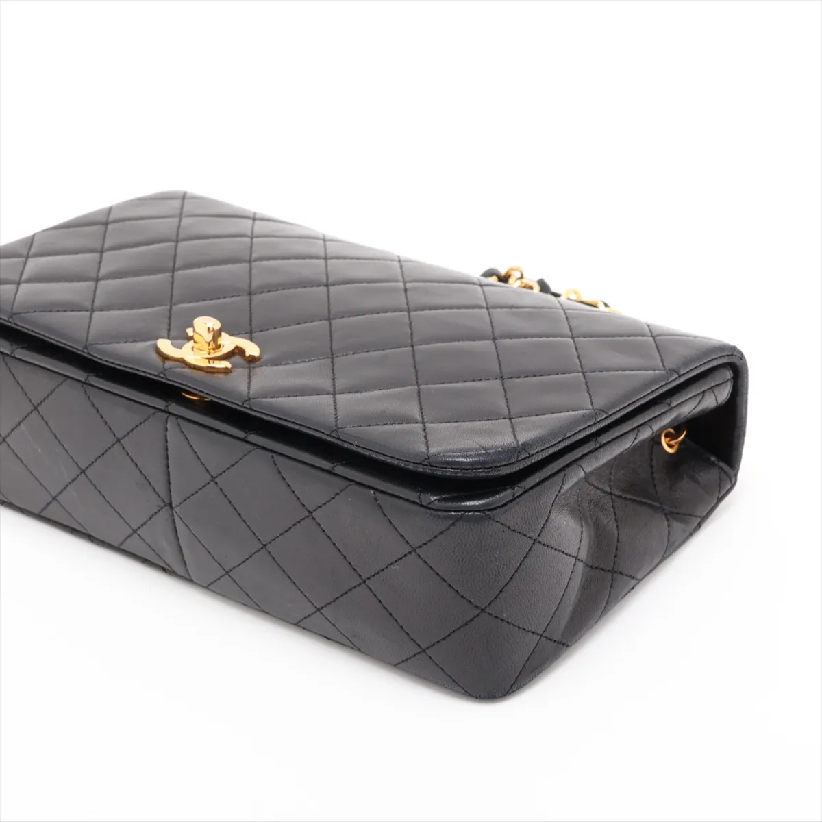 Matelassé Lambskin Single Flap Single Chain Bag, Black with Gold Hardware, Item No. 1704382 (Serial No. 1) — view 3