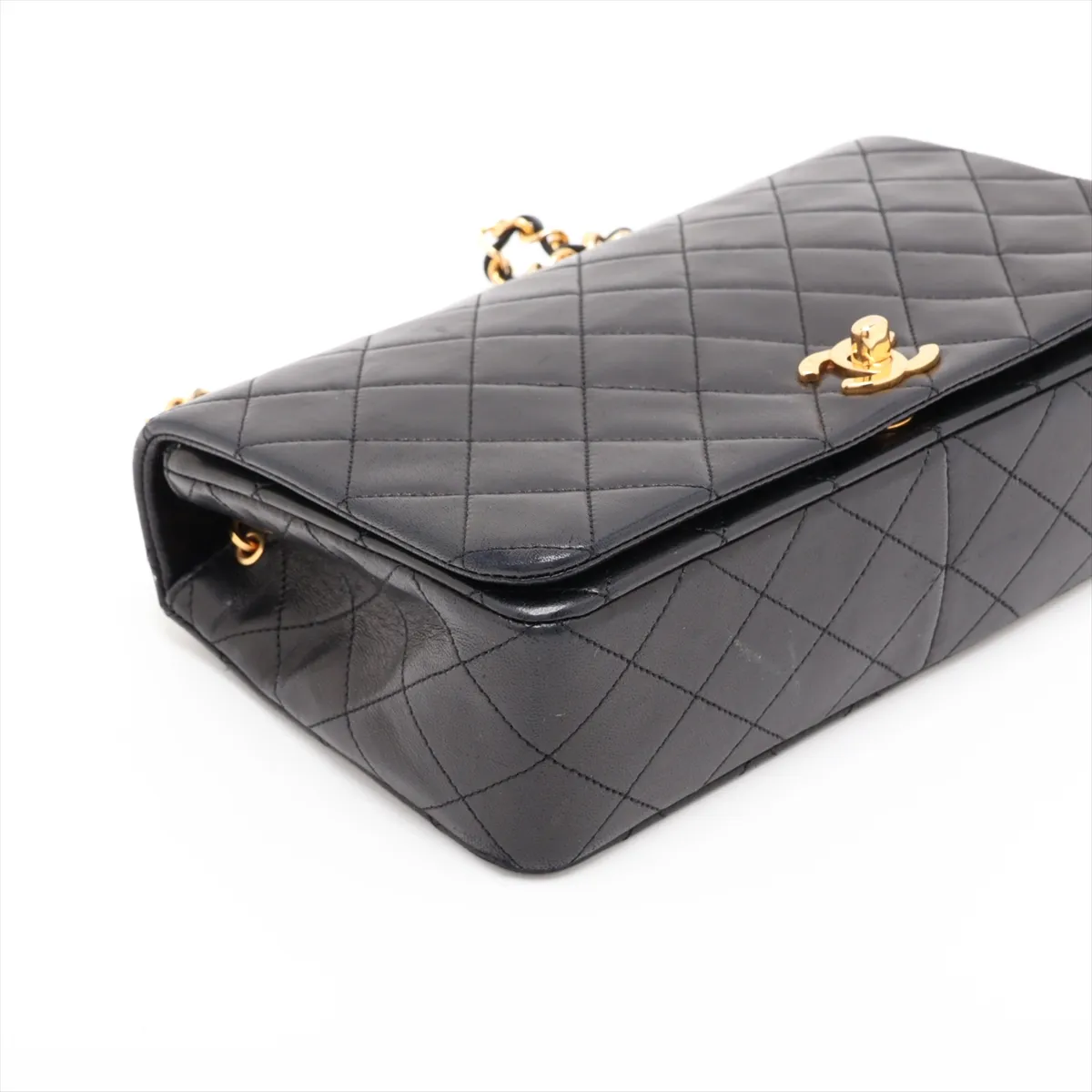 Matelassé Lambskin Single Flap Single Chain Bag, Black with Gold Hardware, Item No. 1704382 (Serial No. 1) — view 4