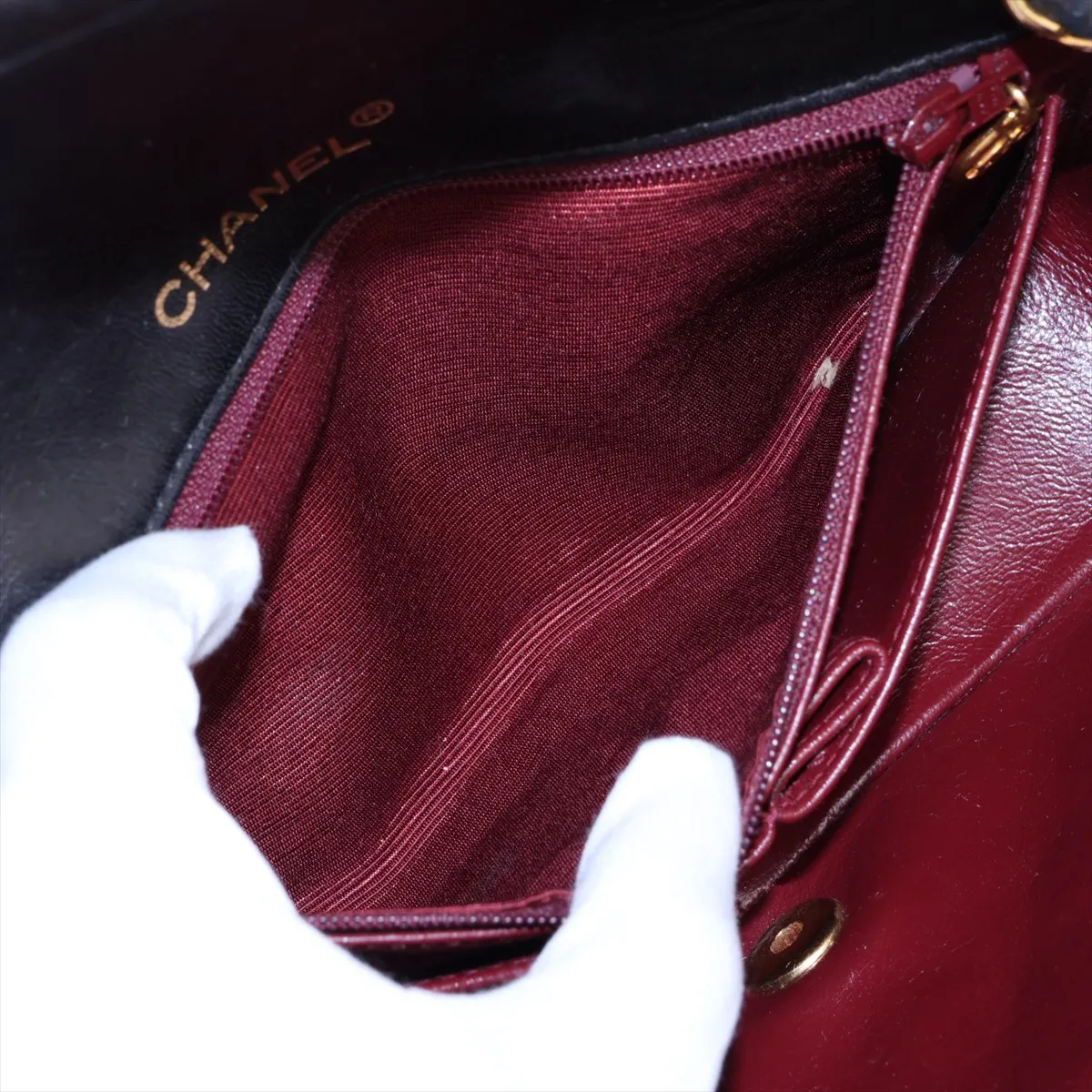 Matelassé Lambskin Single Flap Single Chain Bag, Black with Gold Hardware, Item No. 1704382 (Serial No. 1) — view 7