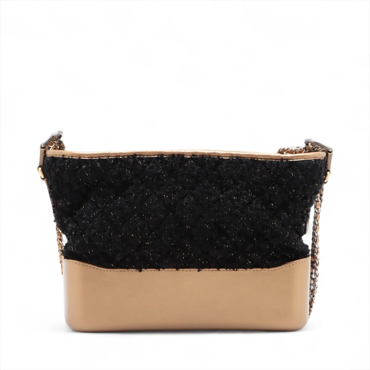 Gabriel de Chanel Leather x Tweed Chain Shoulder Bag Gold x Black Gold x Silver Hardware No. 24 — view 2