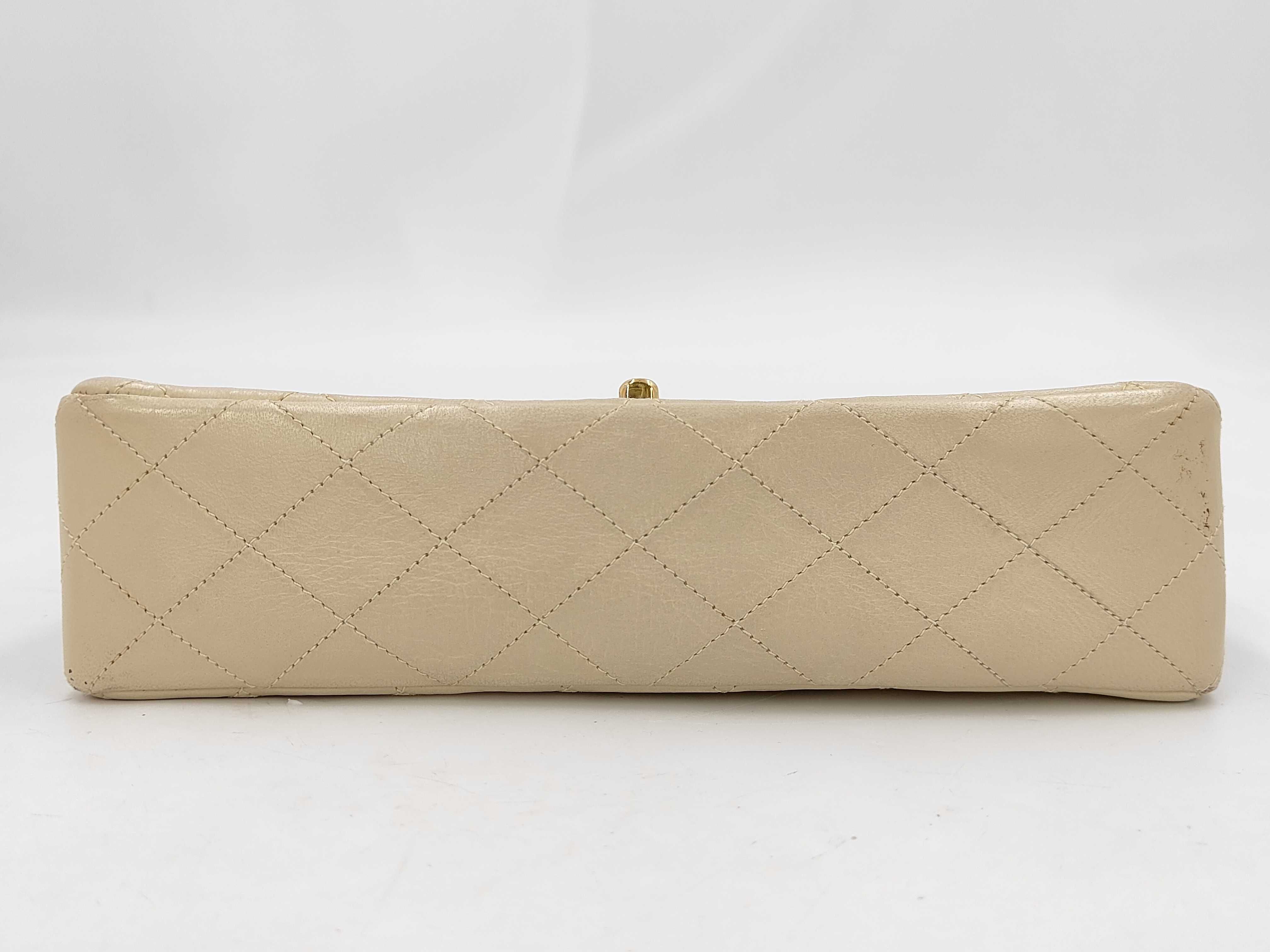 Double Flap Shoulder Bag, Beige — view 3