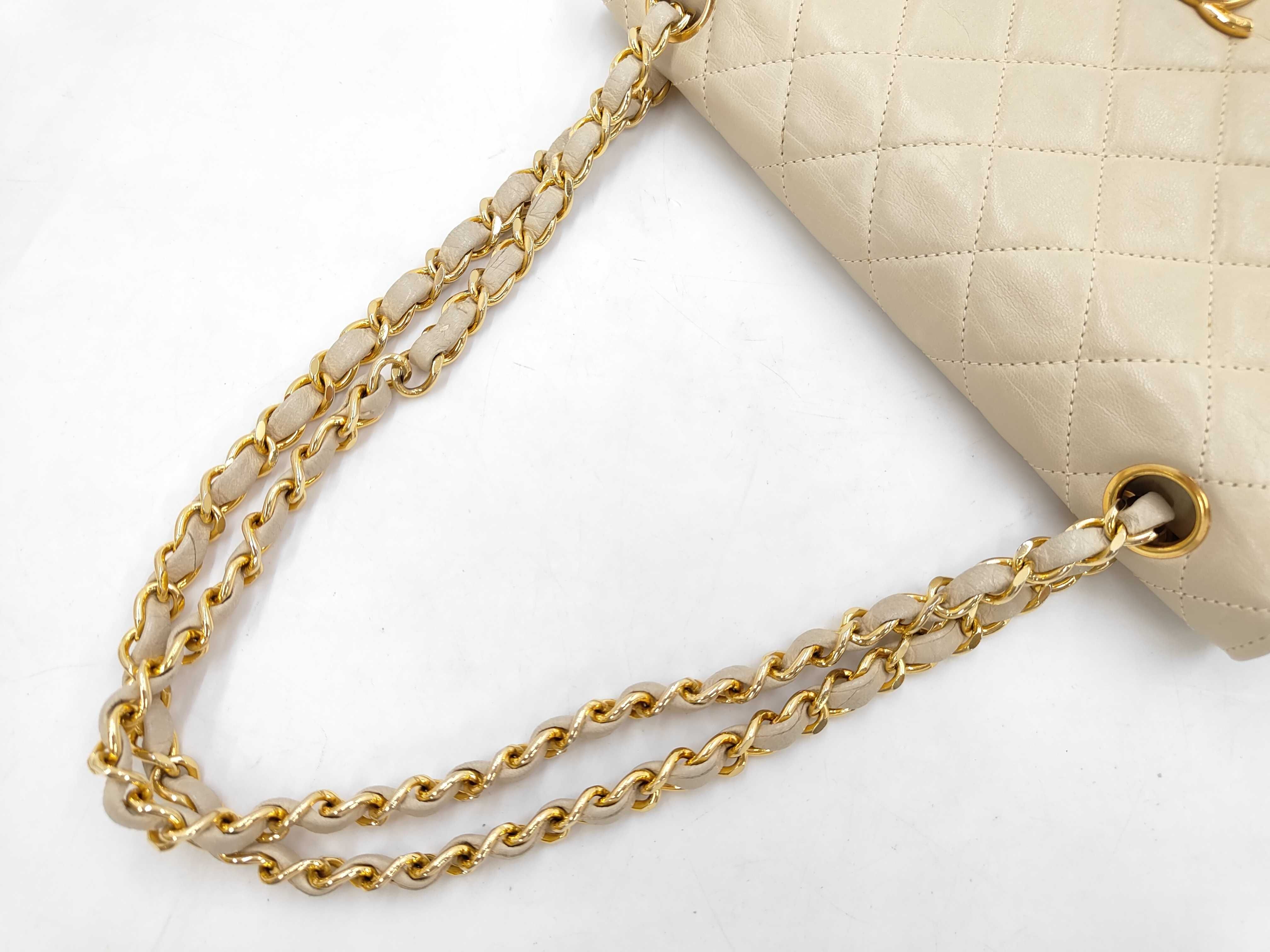 Double Flap Shoulder Bag, Beige — view 6
