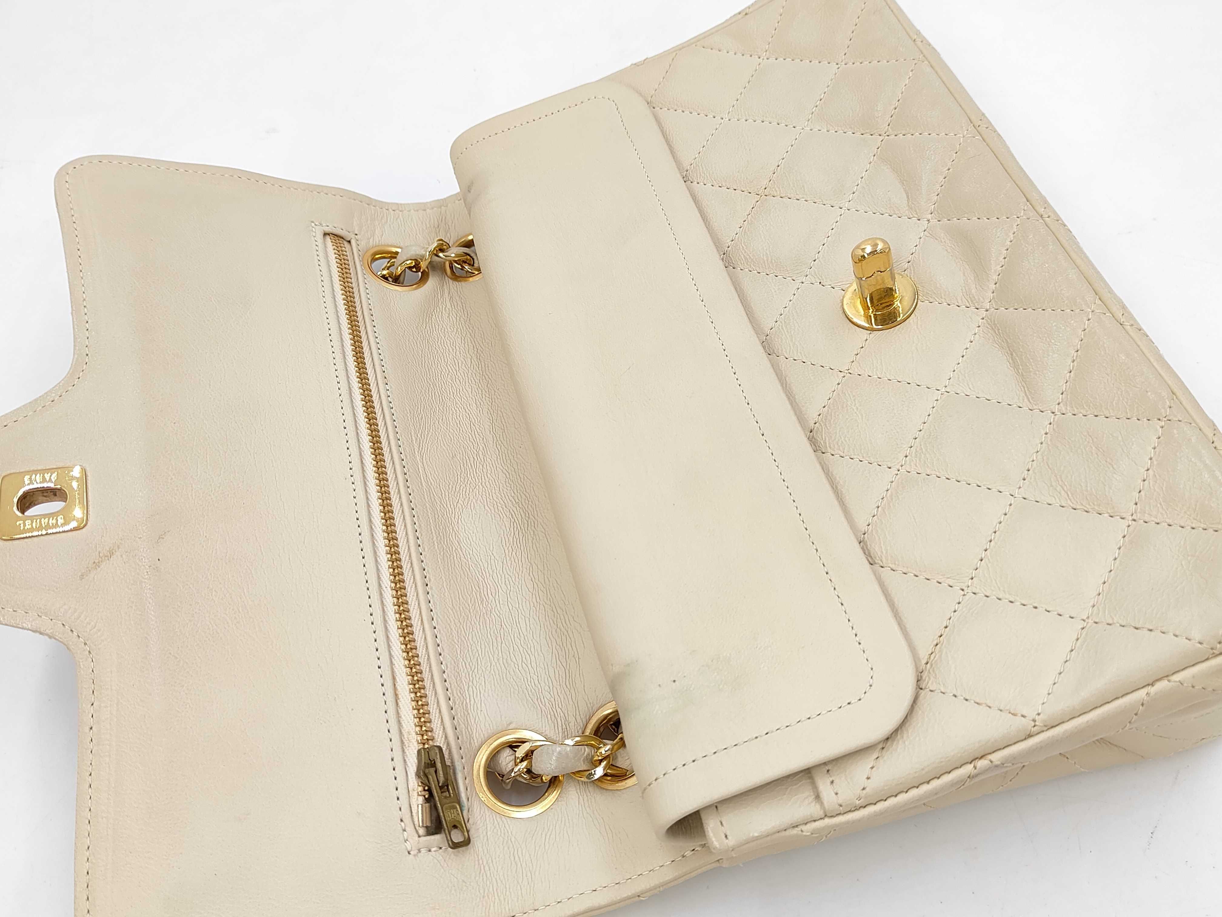 Double Flap Shoulder Bag, Beige — view 8