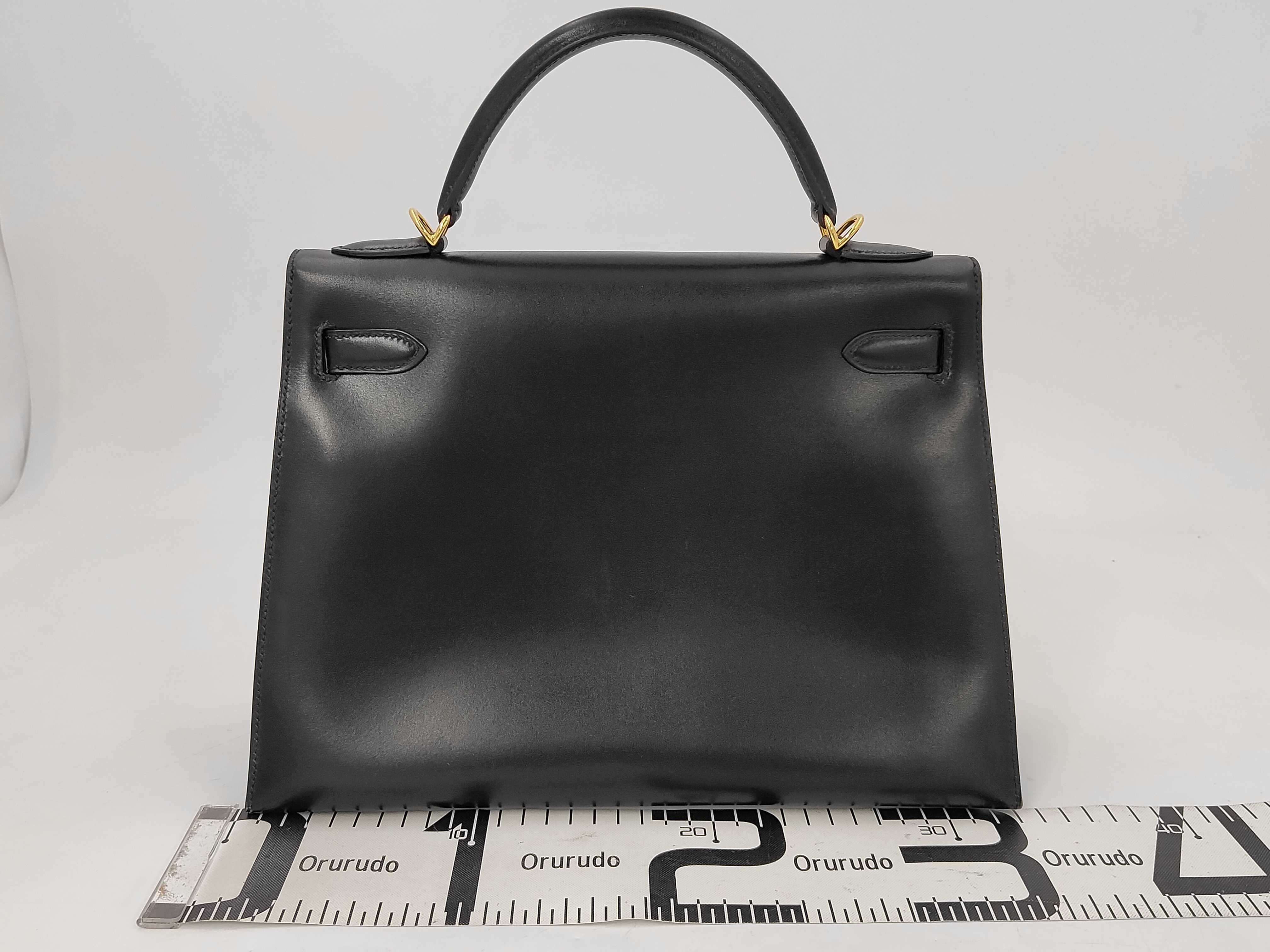 Kelly 32 Sellier Box Calf Black Gold Hardware E Handbag — view 2