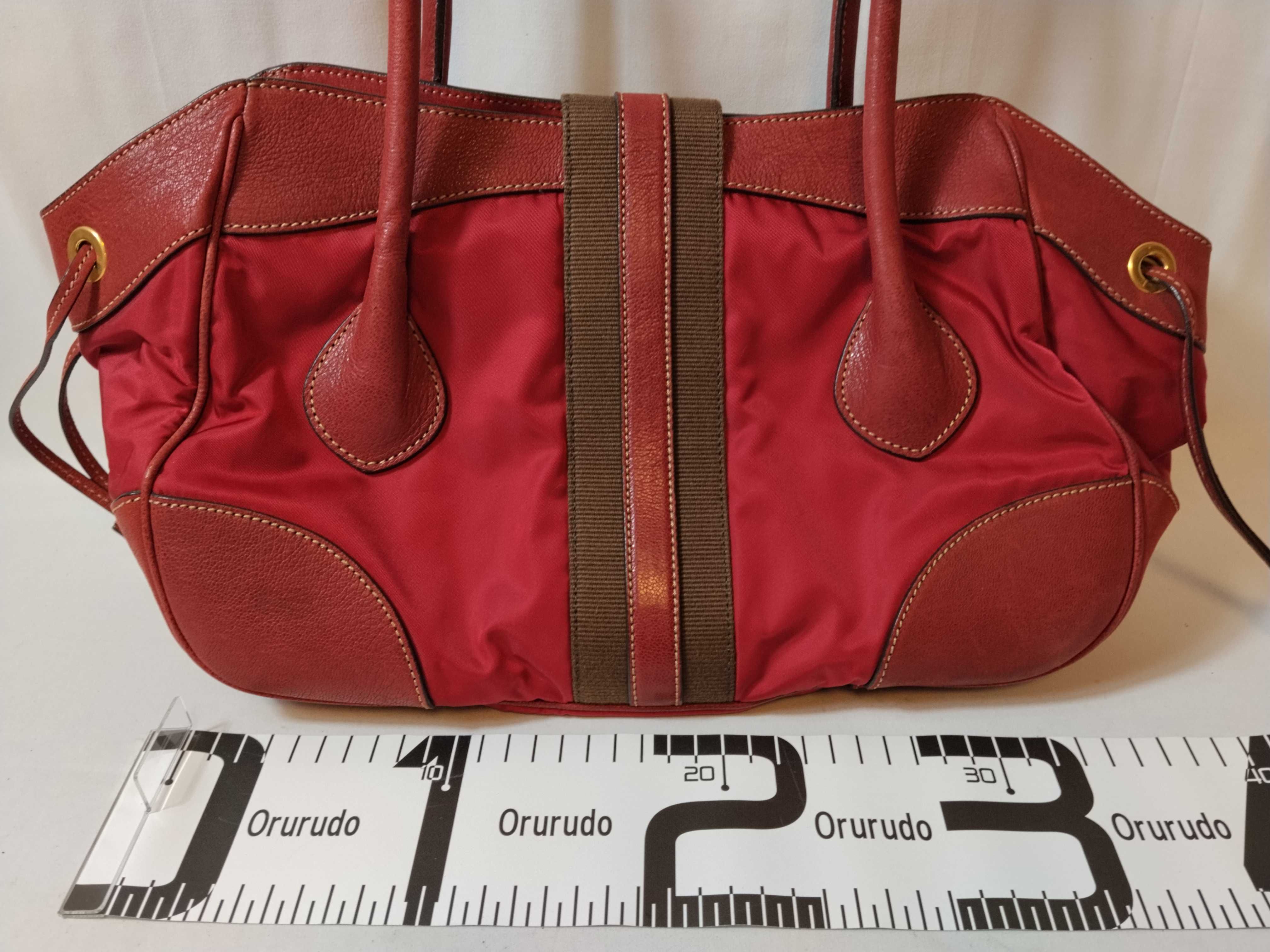 Nylon x Leather Tote Bag (Red) — view 2