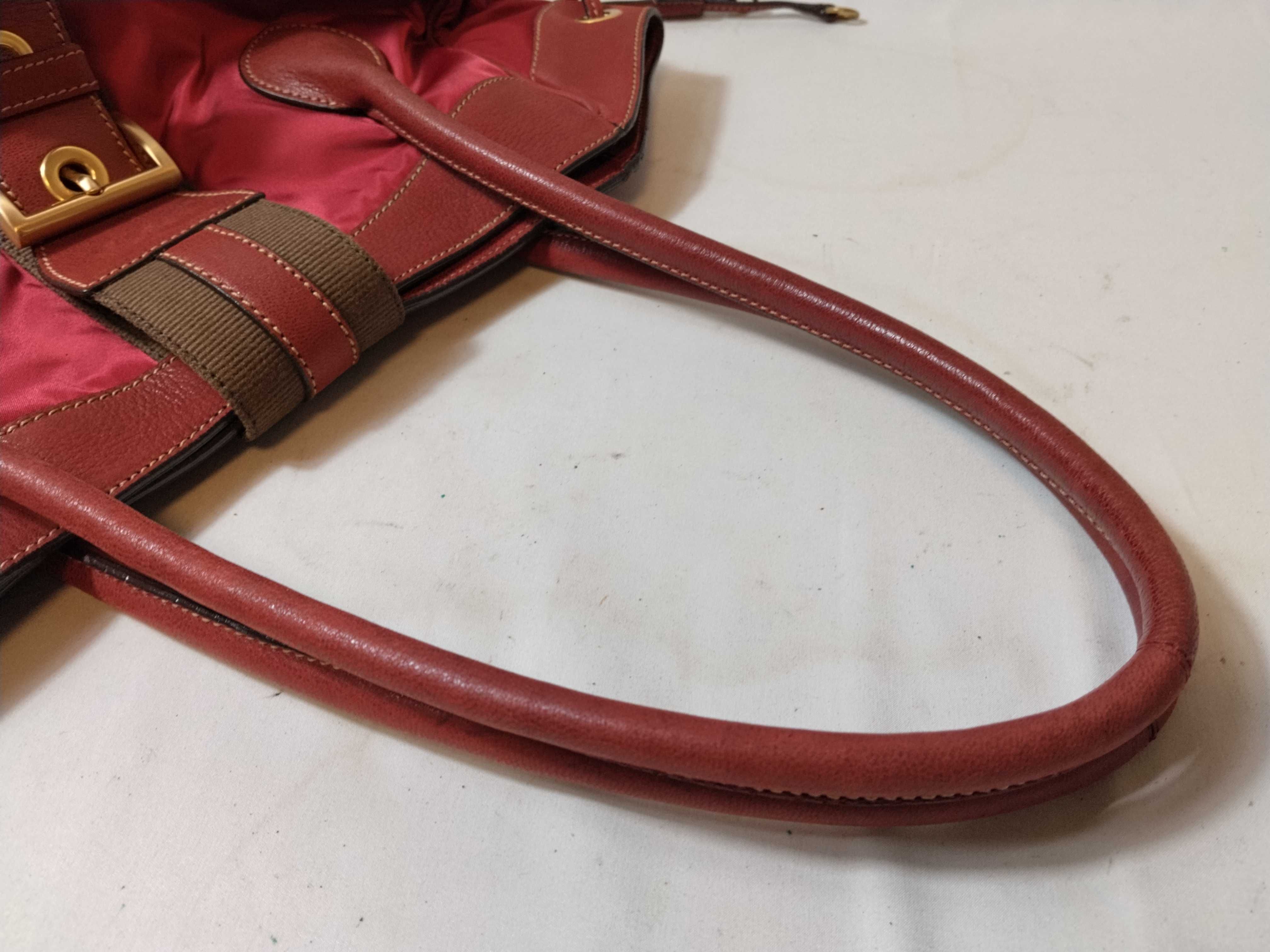 Nylon x Leather Tote Bag (Red) — view 3