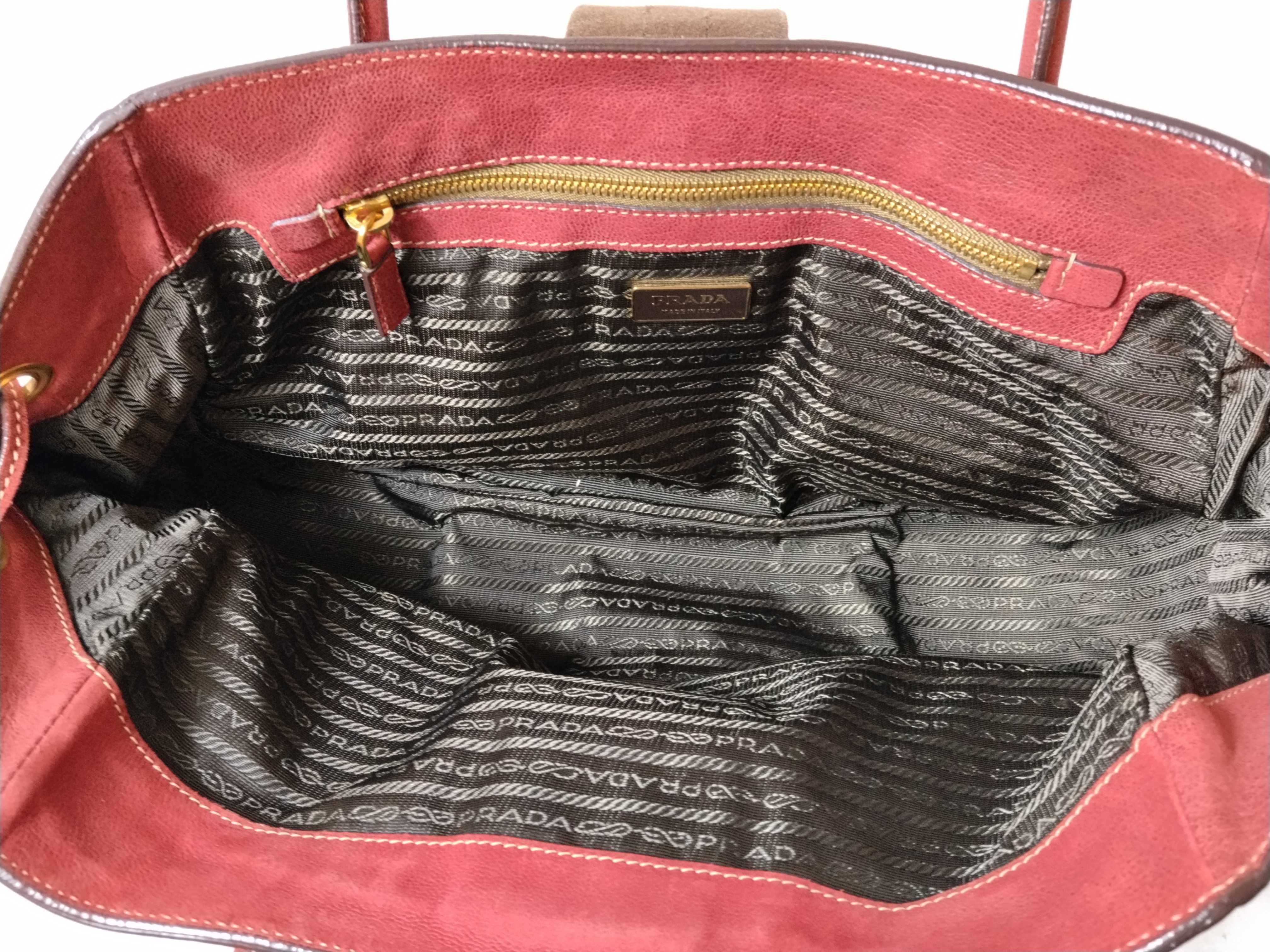 Nylon x Leather Tote Bag (Red) — view 9