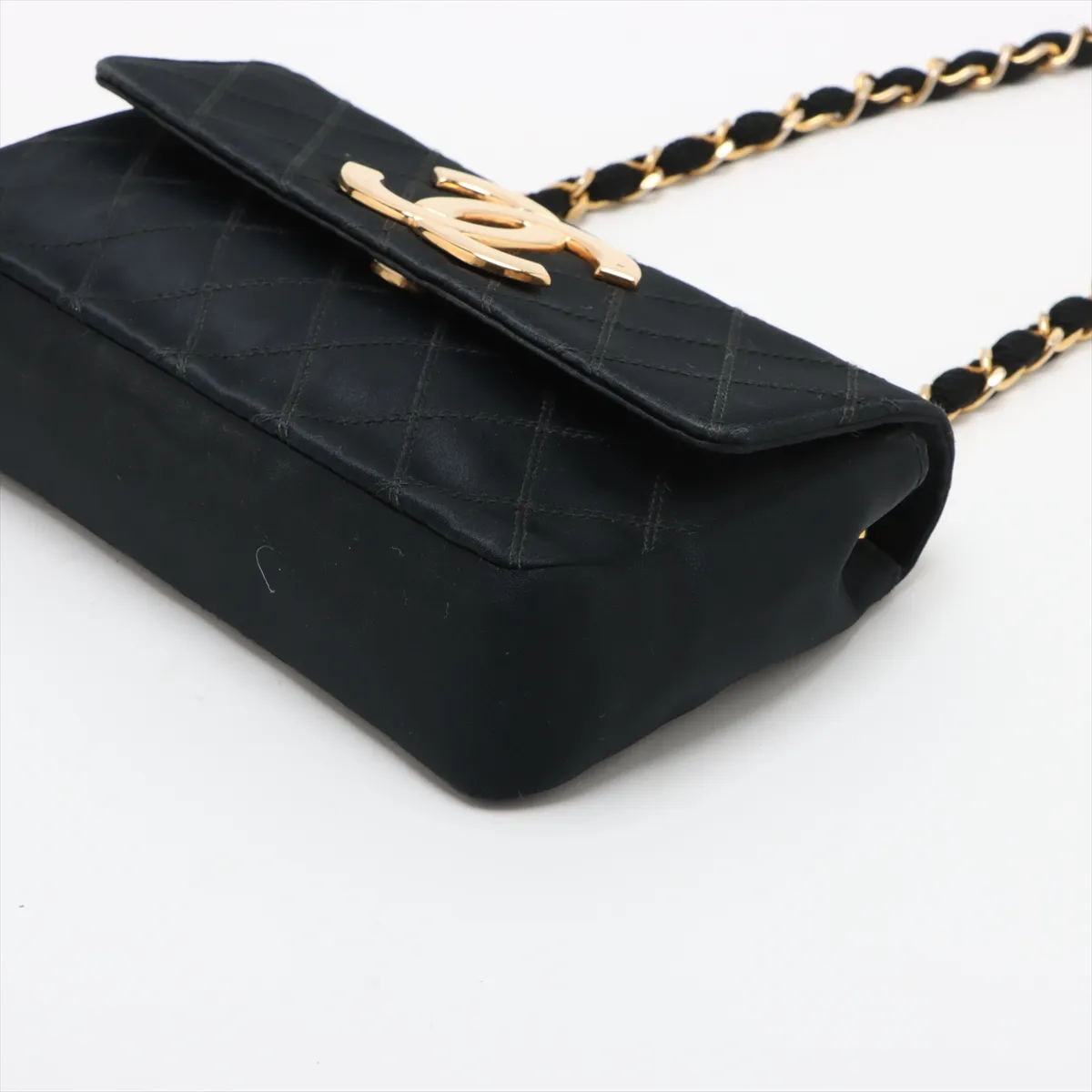 Bicolore Satin Single Flap Single Chain Bag Push Lock Black Gold Hardware 1028673 No. 1 — view 3
