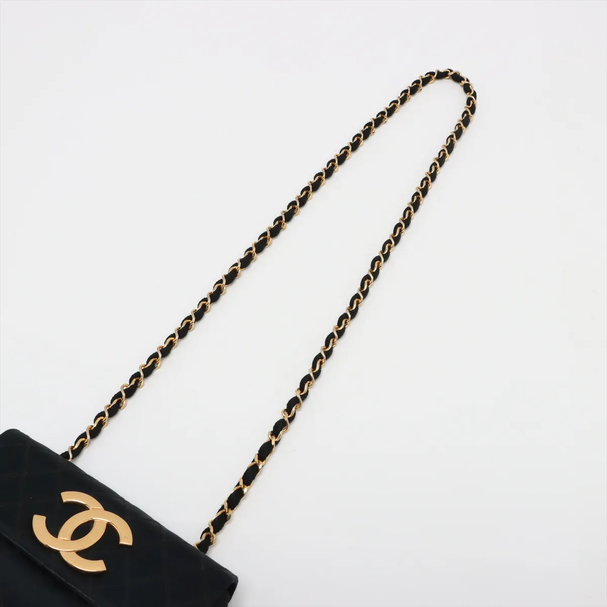 Bicolore Satin Single Flap Single Chain Bag Push Lock Black Gold Hardware 1028673 No. 1 — view 5
