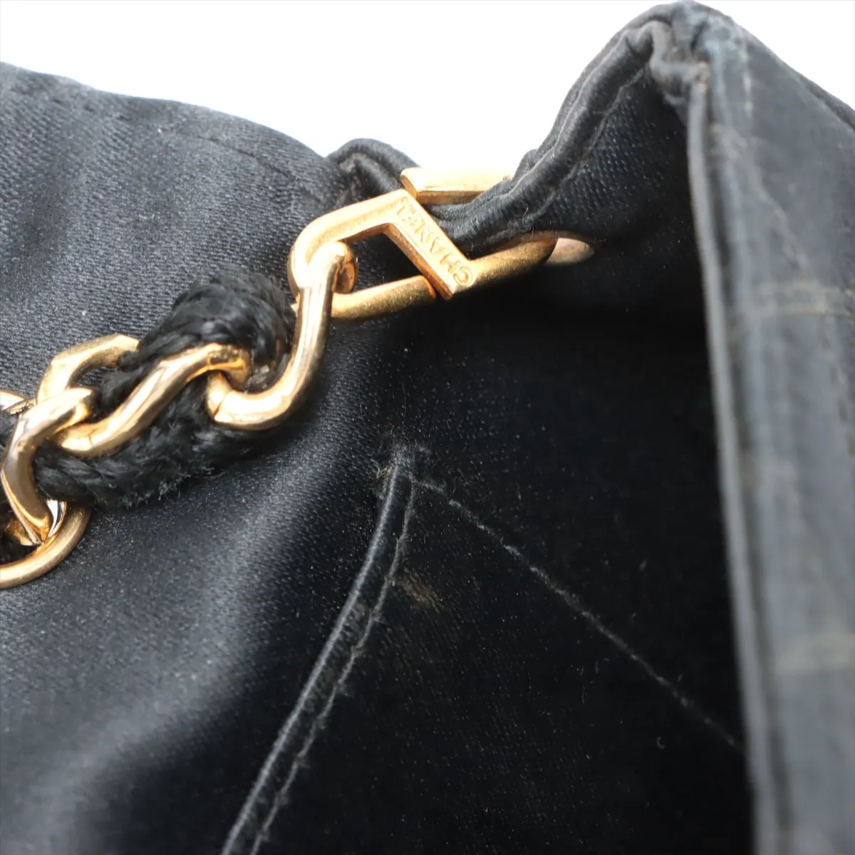 Bicolore Satin Single Flap Single Chain Bag Push Lock Black Gold Hardware 1028673 No. 1 — view 9