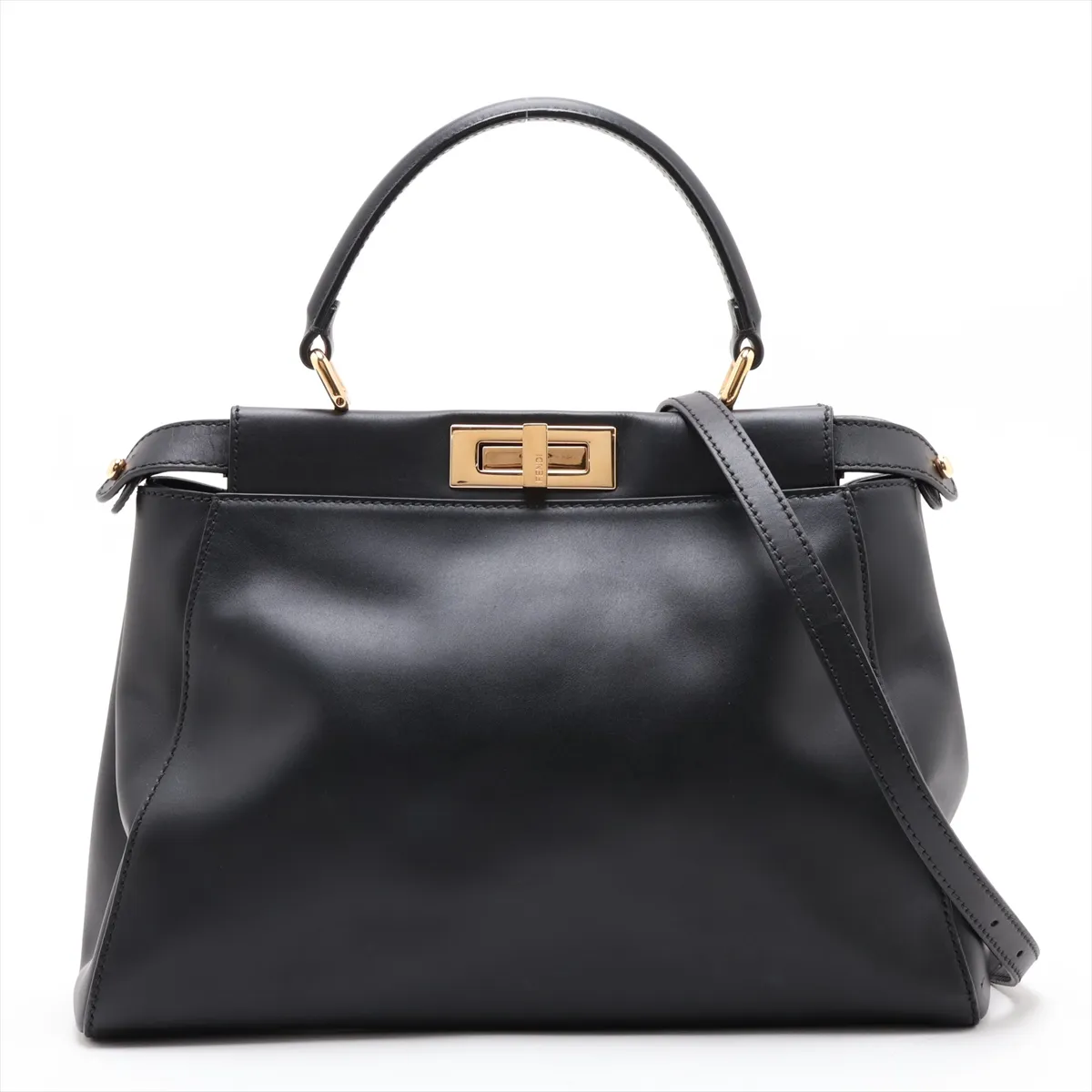 Peekaboo Regular Leather 2-Way Handbag, Black 8BN226