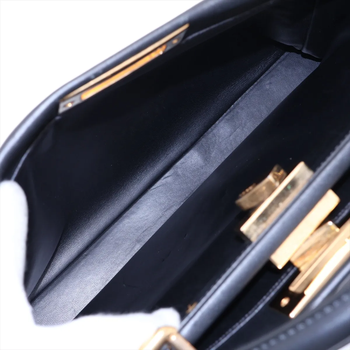 Peekaboo Regular Leather 2-Way Handbag, Black 8BN226 — view 8