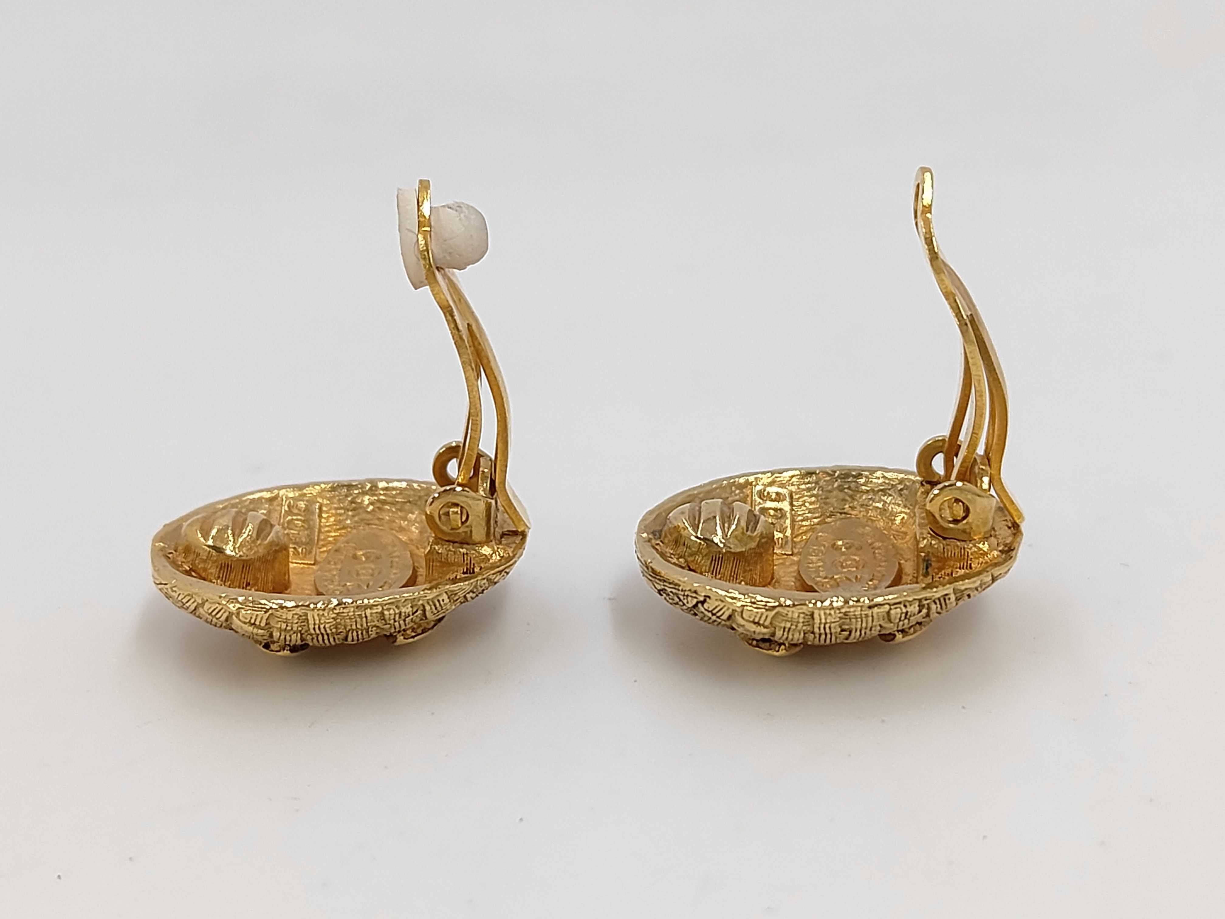 Coco Tweed Round Gold Earrings — view 3