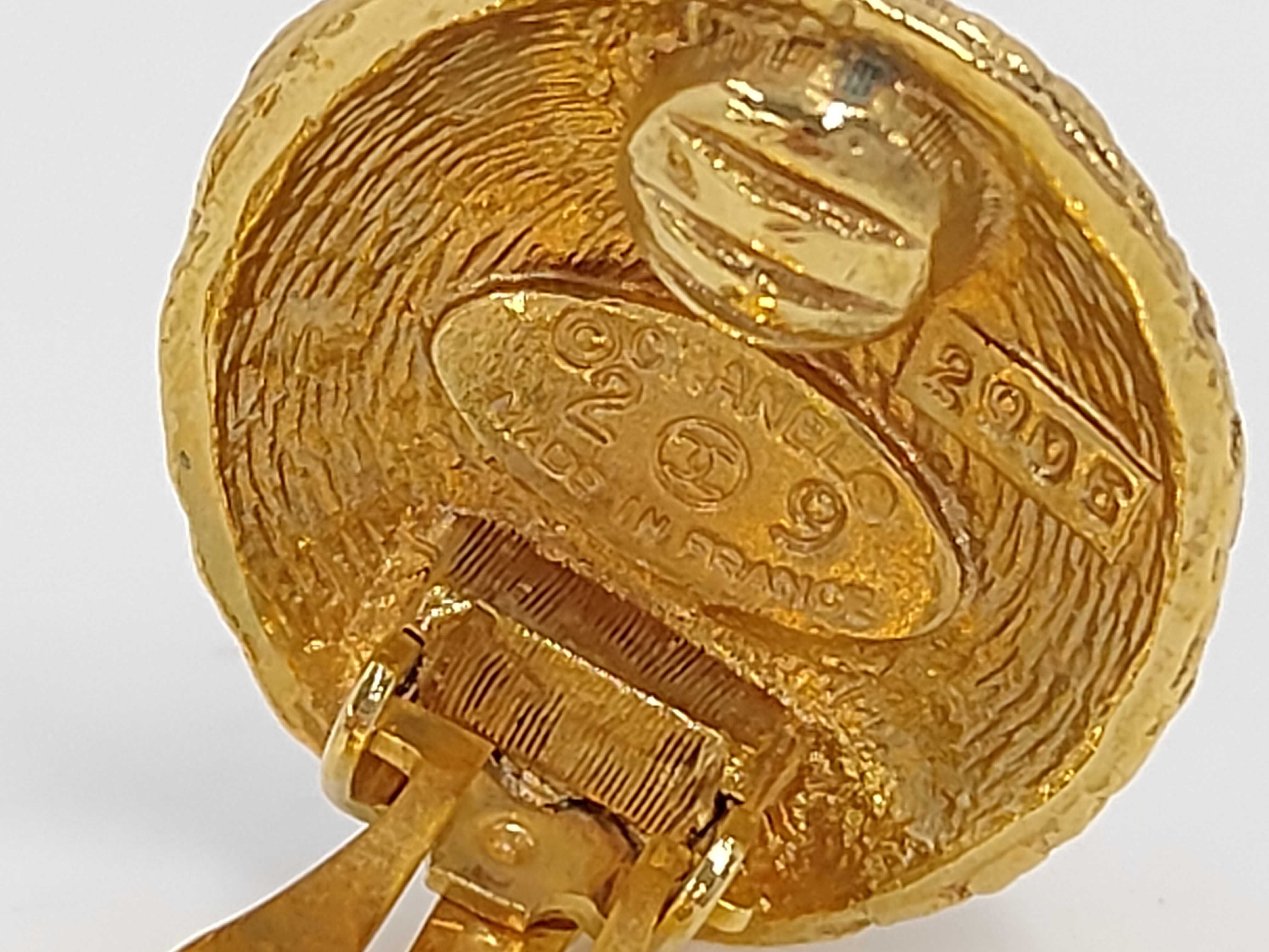 Coco Tweed Round Gold Earrings — view 6