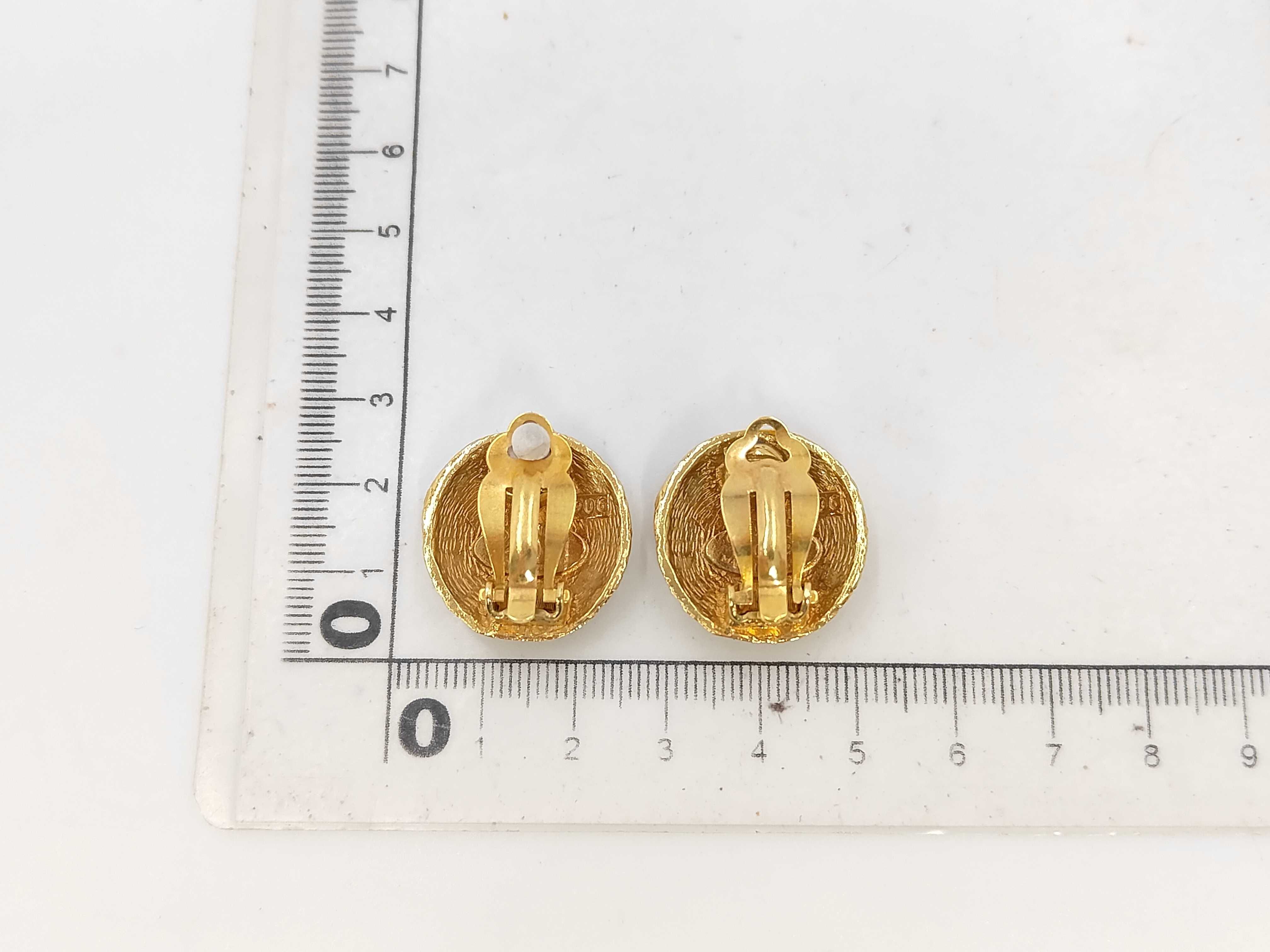 Coco Tweed Round Gold Earrings — view 7
