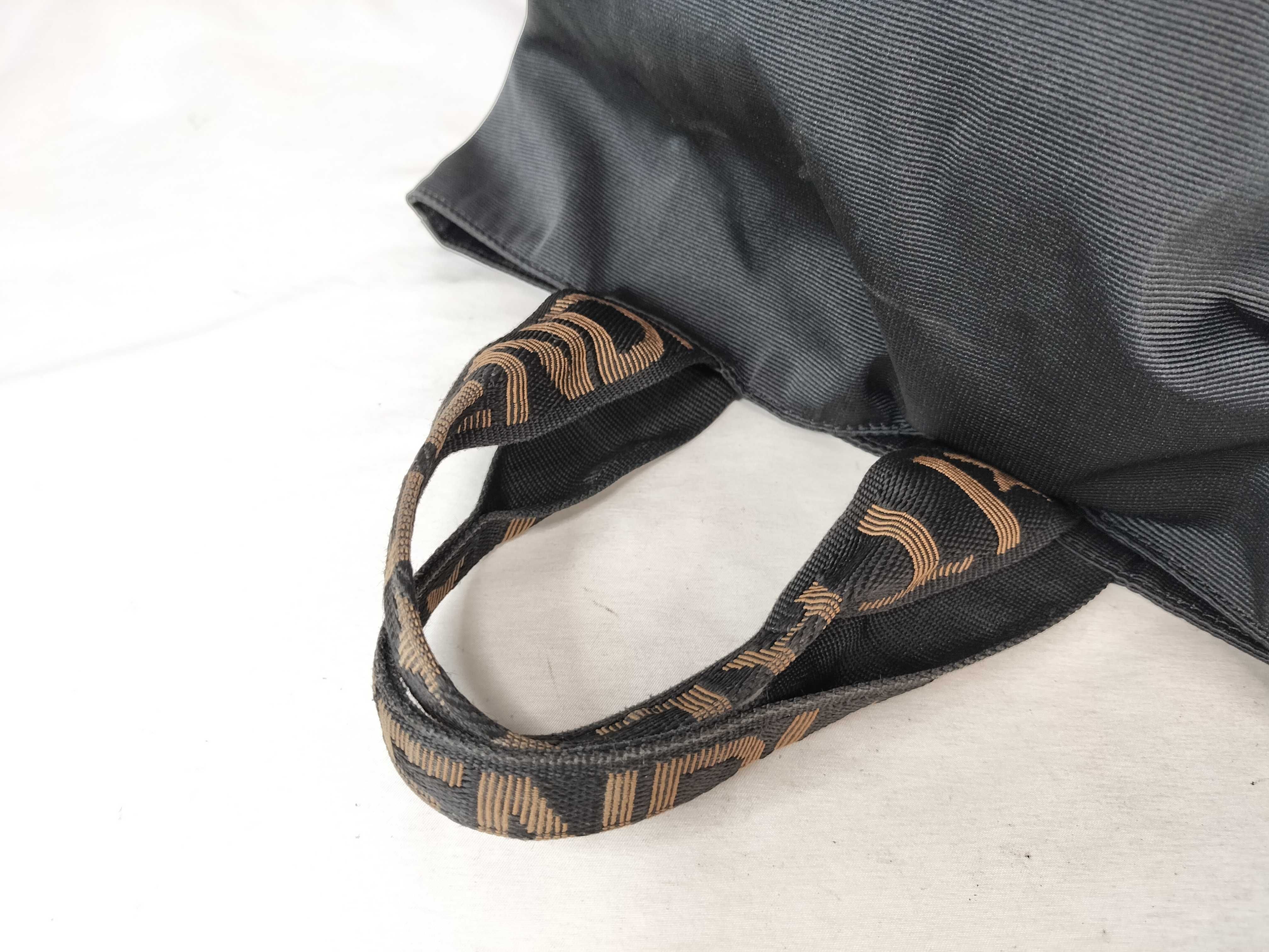 logo line nylon black handbag tote bag — view 3