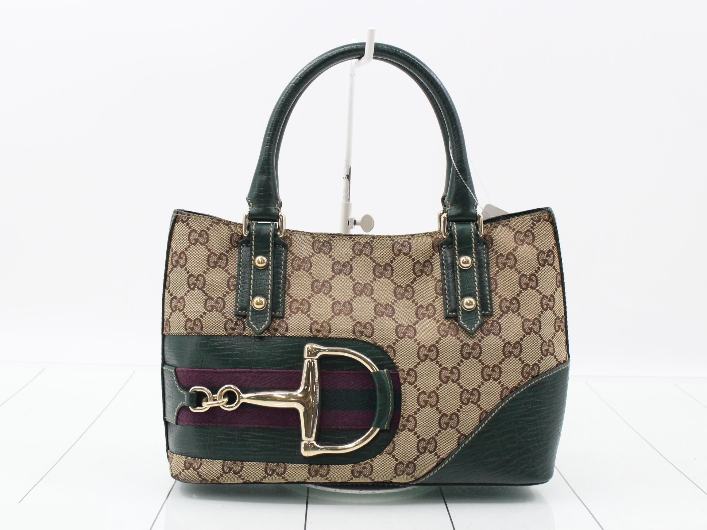 GG Canvas Horsebit Leather Handbag