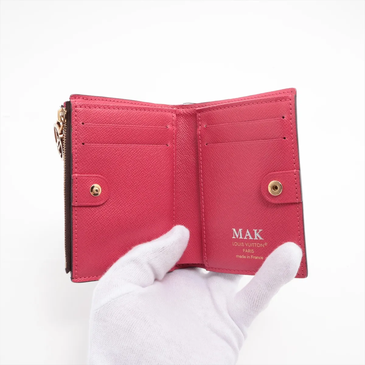 Monogram Portefeuille Lisa M11380 Brown x Pink Compact Wallet with Initials — view 3