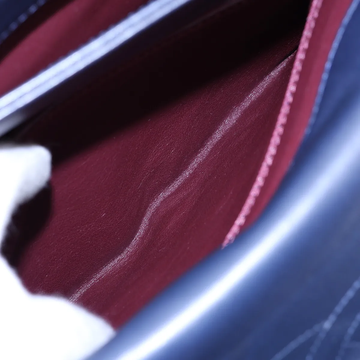 Matelassé Lambskin 2-Way Handbag, Navy, Gunmetal Hardware, Item Number 21391865 (Serial Number 21) — view 11