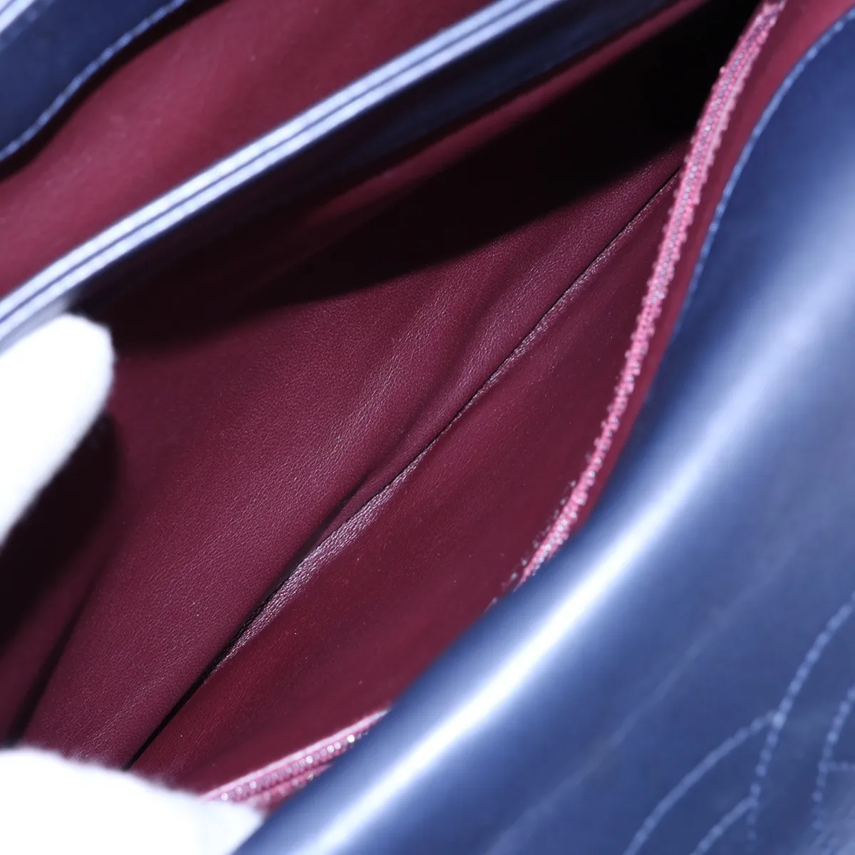 Matelassé Lambskin 2-Way Handbag, Navy, Gunmetal Hardware, Item Number 21391865 (Serial Number 21) — view 10