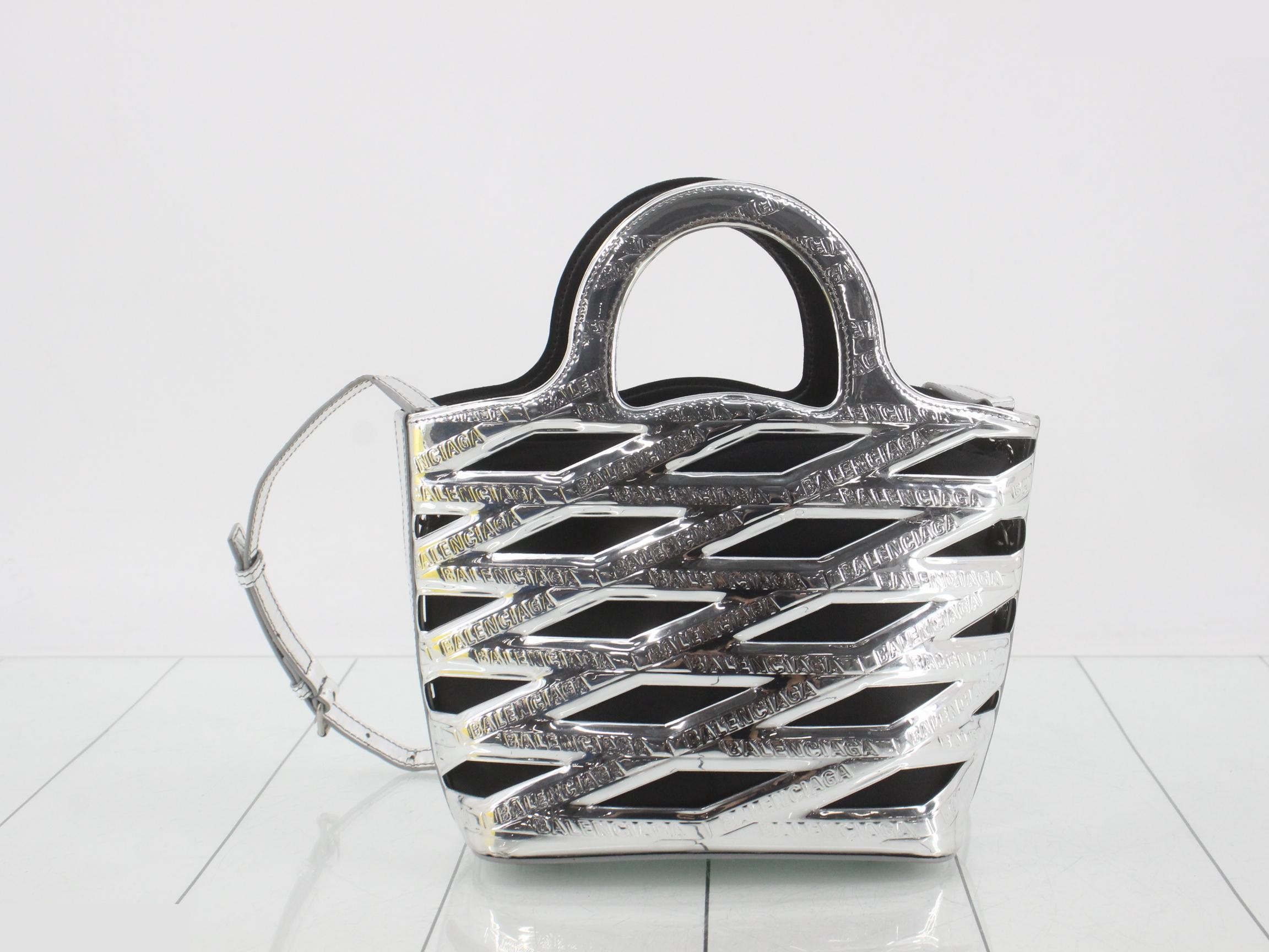 Neo Basket Enamel 2-Way Shoulder/Handbag, Silver Color — view 2