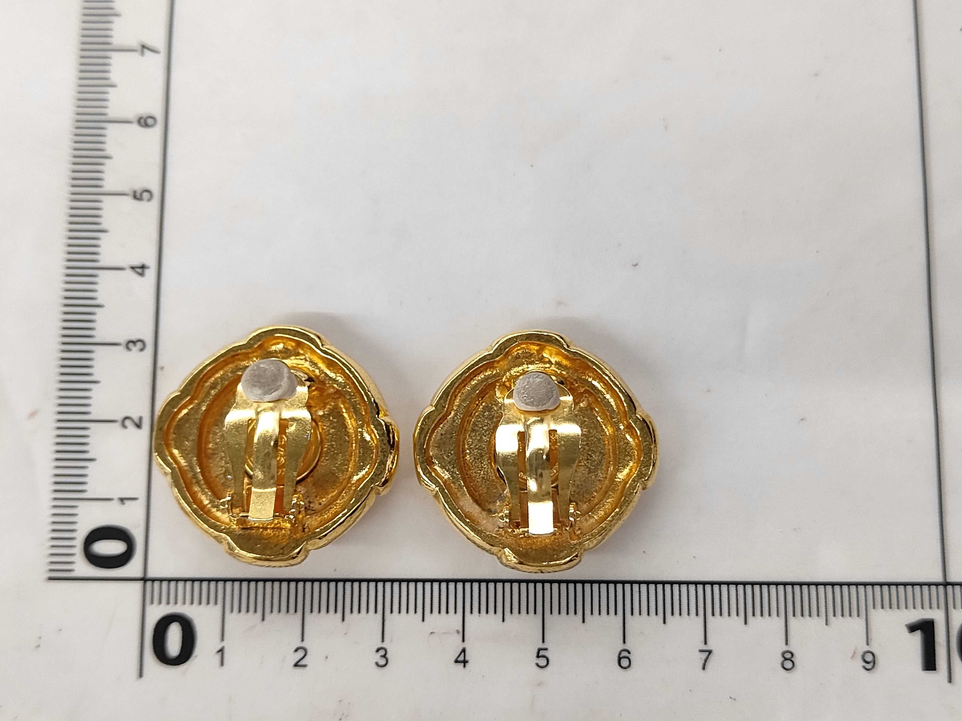 Gold Plated Coco Mark Round Earrings — view 6